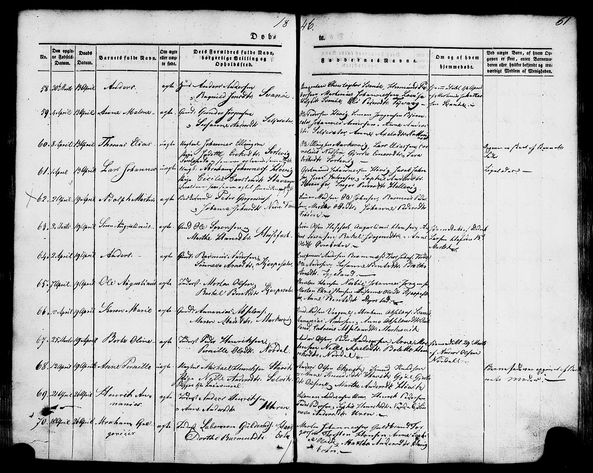 Kinn sokneprestembete, AV/SAB-A-80801/H/Haa/Haaa/L0005: Parish register (official) no. A 5, 1841-1857, p. 61