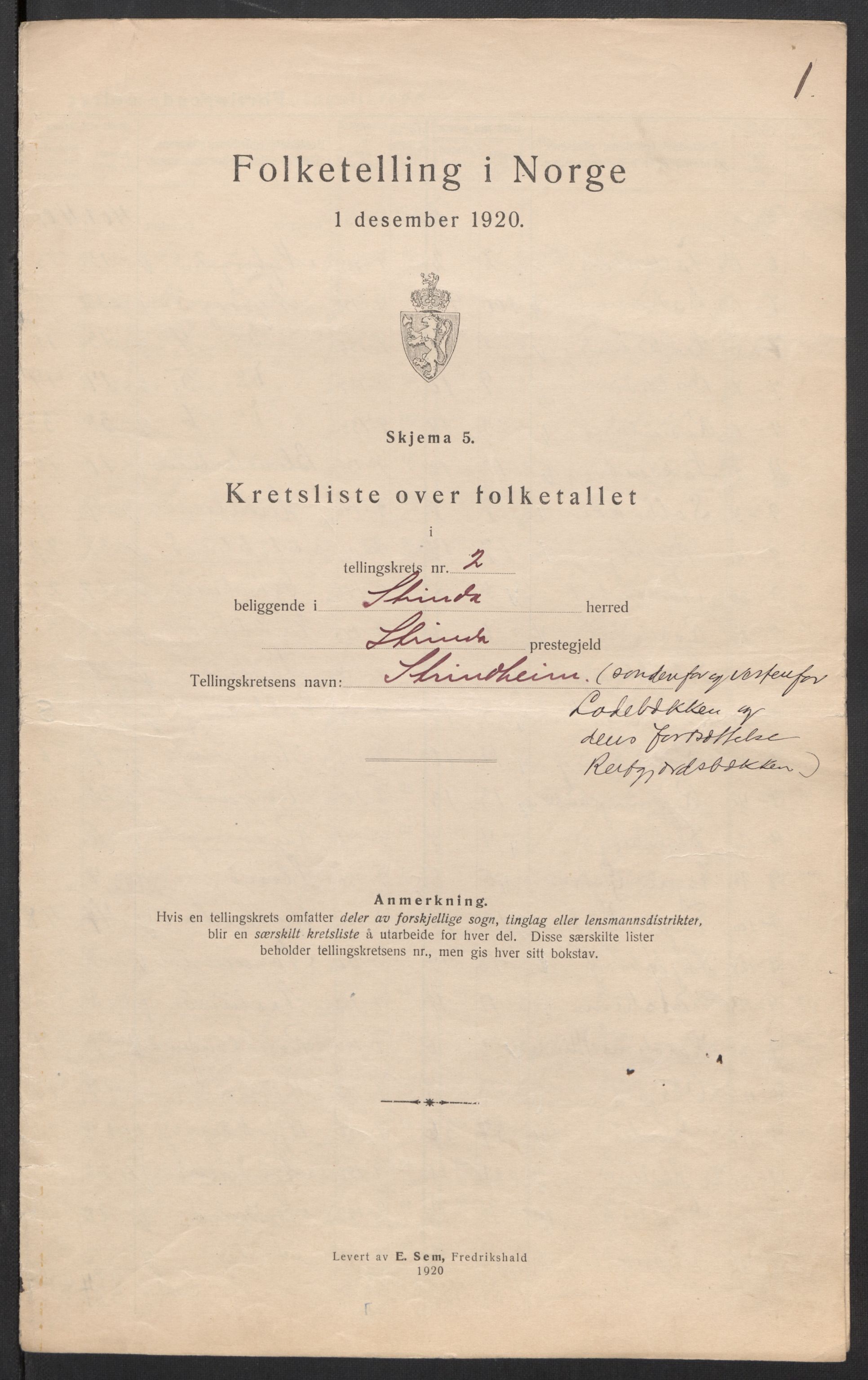 SAT, 1920 census for Strinda, 1920, p. 13