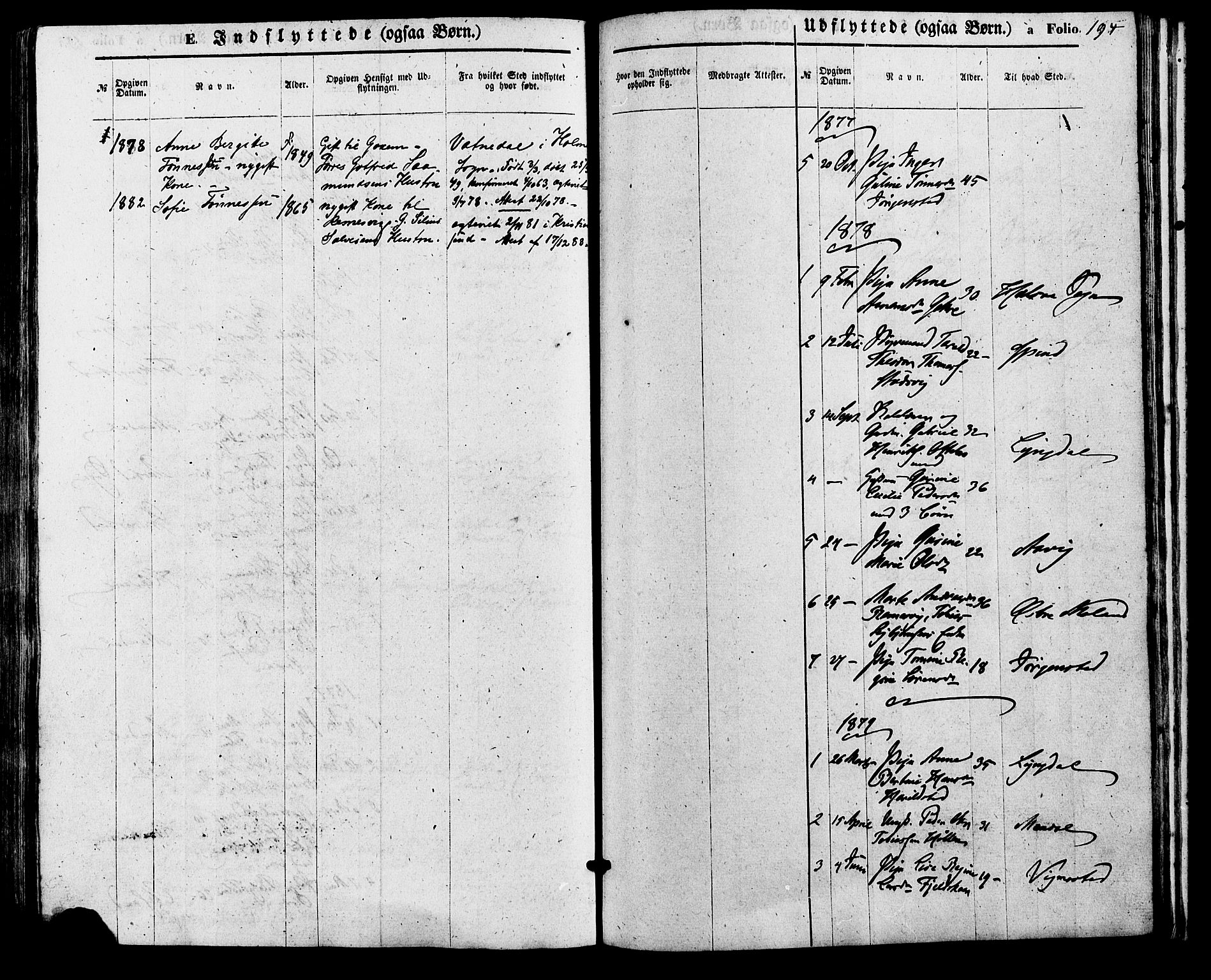 Sør-Audnedal sokneprestkontor, SAK/1111-0039/F/Fa/Faa/L0003: Parish register (official) no. A 3, 1868-1883, p. 194