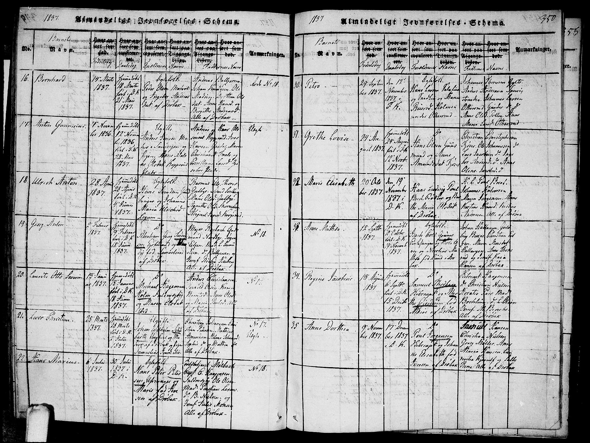 Drøbak prestekontor Kirkebøker, SAO/A-10142a/F/Fa/L0001: Parish register (official) no. I 1, 1816-1842, p. 350