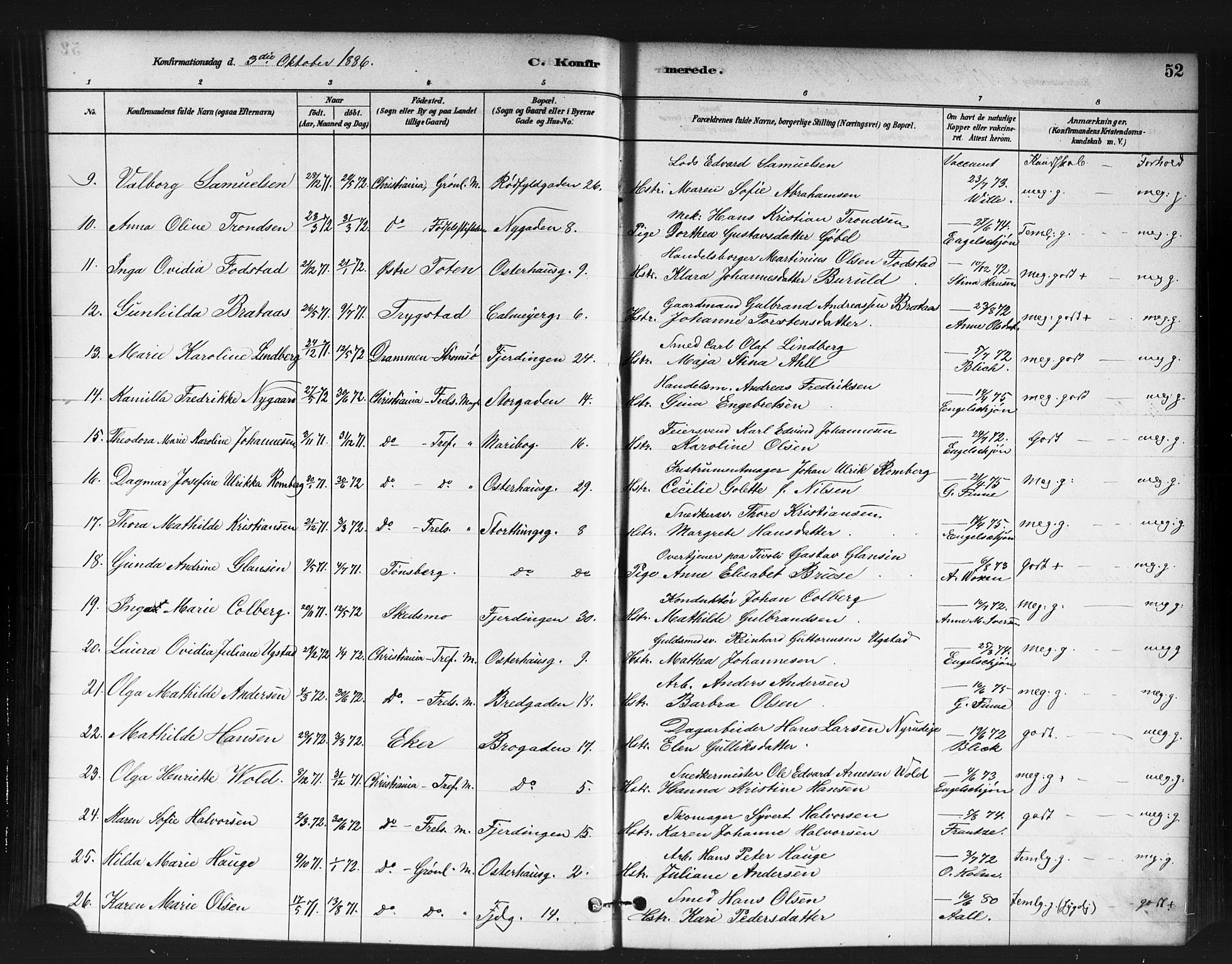 Jakob prestekontor Kirkebøker, SAO/A-10850/F/Fa/L0004: Parish register (official) no. 4, 1880-1894, p. 52