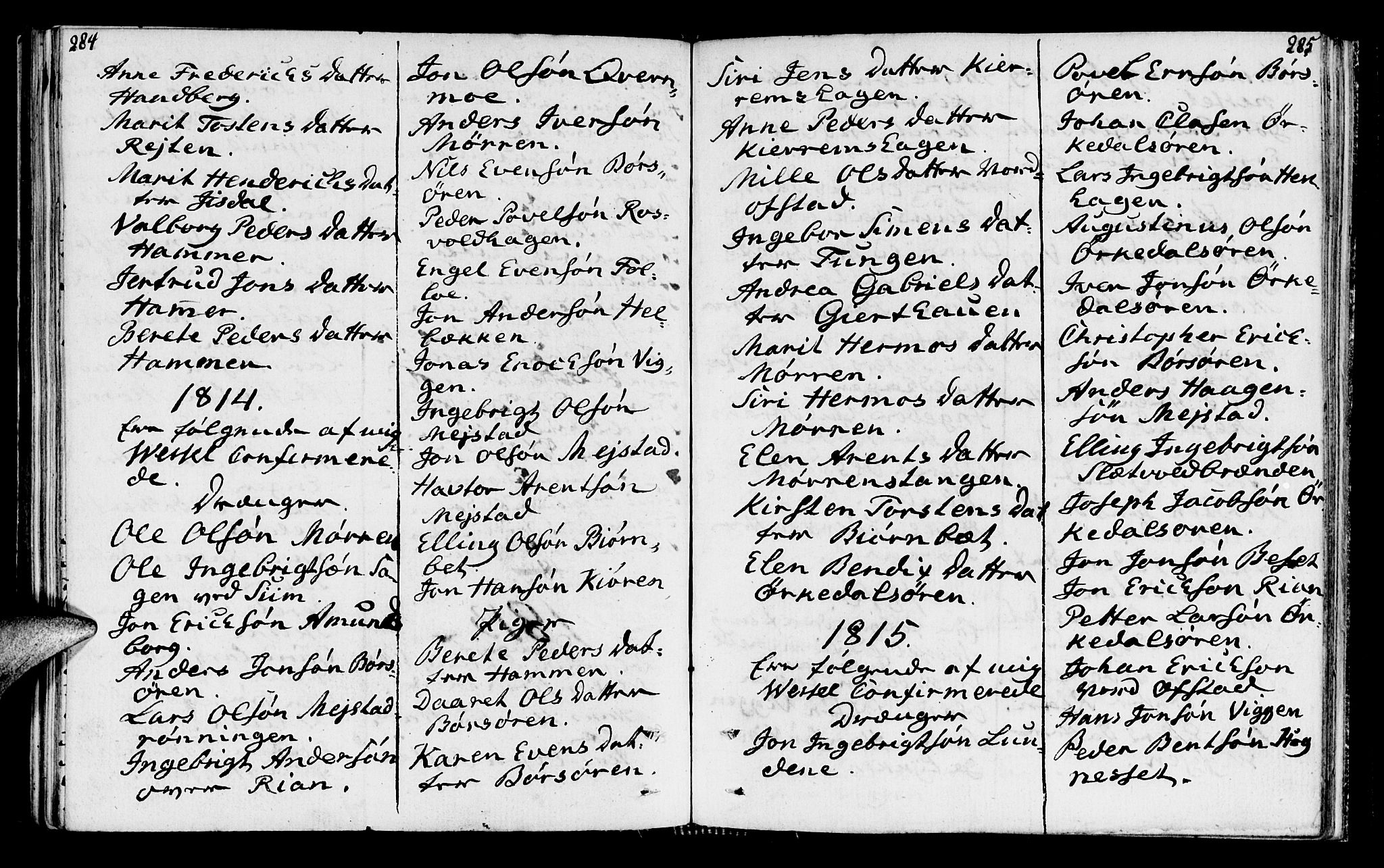 Ministerialprotokoller, klokkerbøker og fødselsregistre - Sør-Trøndelag, SAT/A-1456/665/L0769: Parish register (official) no. 665A04, 1803-1816, p. 284-285