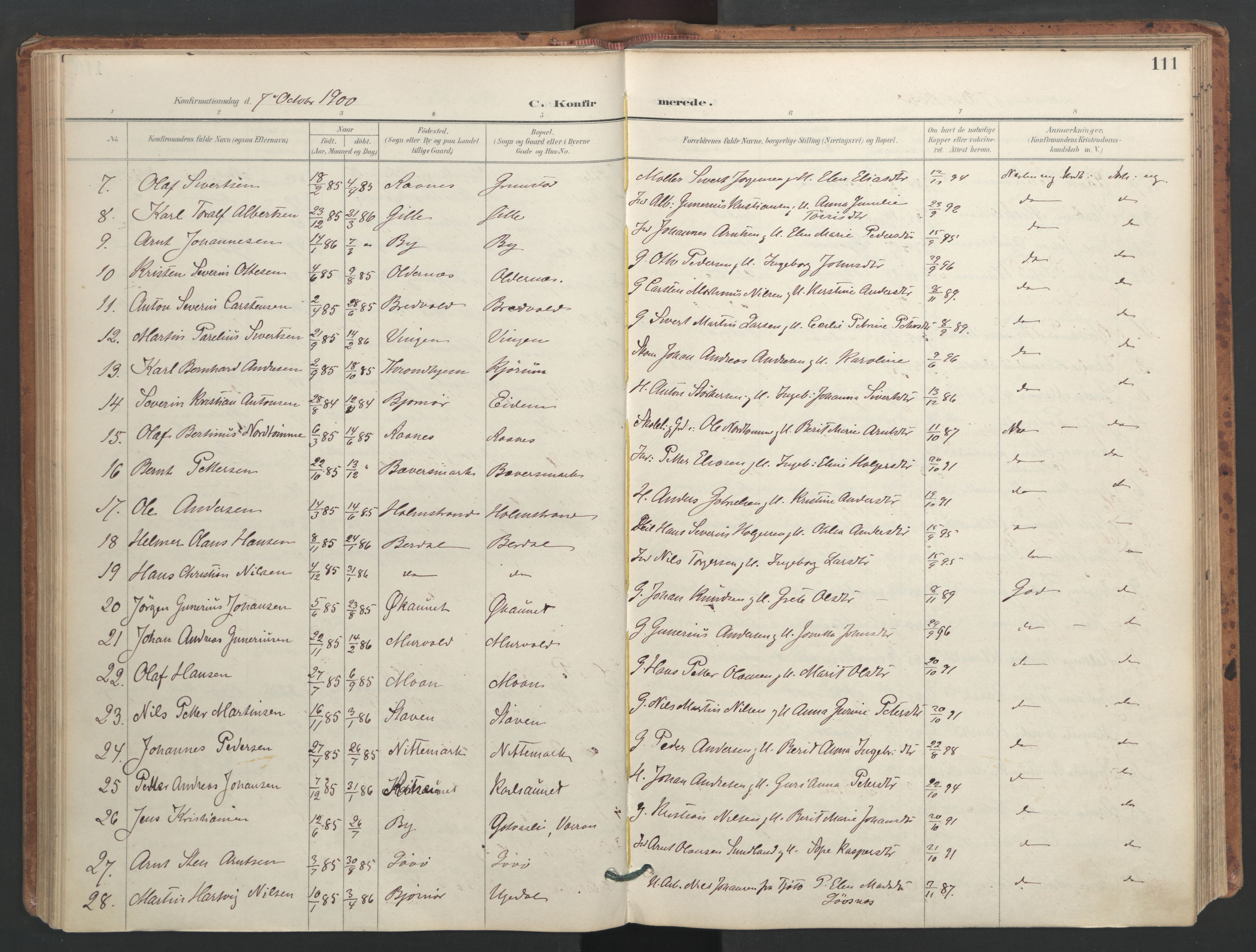 Ministerialprotokoller, klokkerbøker og fødselsregistre - Sør-Trøndelag, AV/SAT-A-1456/655/L0681: Parish register (official) no. 655A10, 1895-1907, p. 111