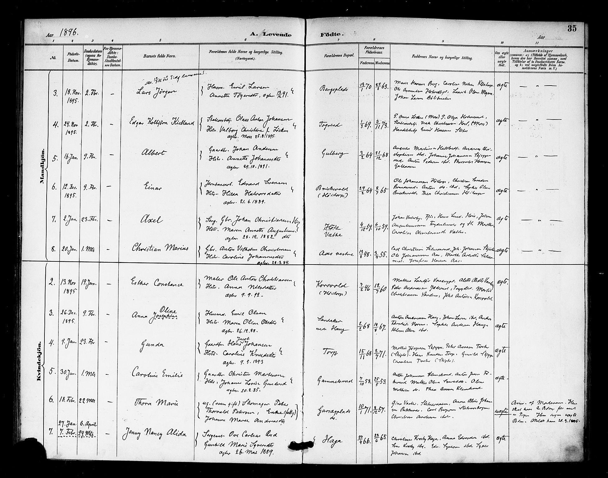 Eidsberg prestekontor Kirkebøker, AV/SAO-A-10905/F/Fa/L0013: Parish register (official) no. I 13, 1890-1901, p. 35