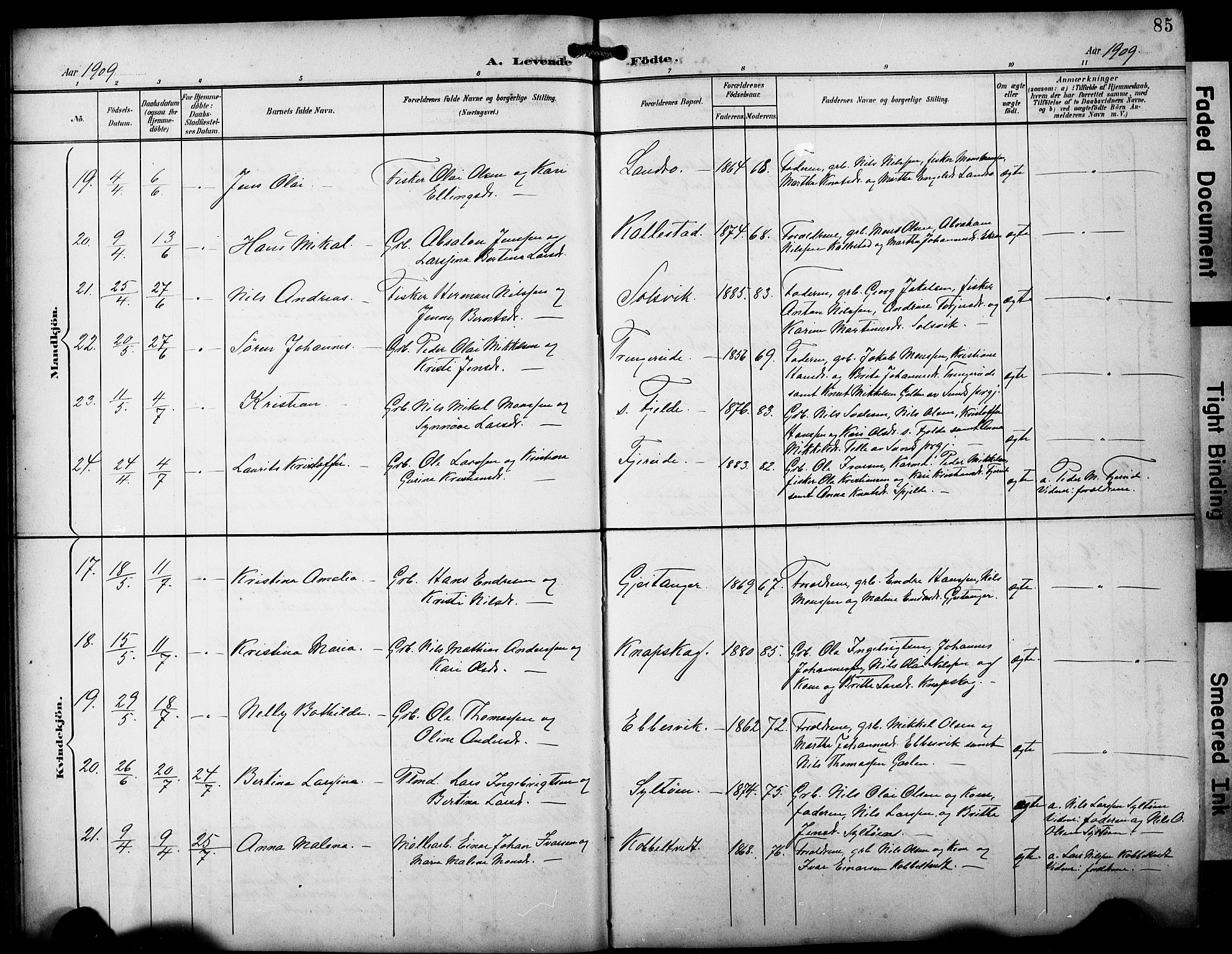 Fjell sokneprestembete, AV/SAB-A-75301/H/Hab: Parish register (copy) no. A 5, 1899-1918, p. 85