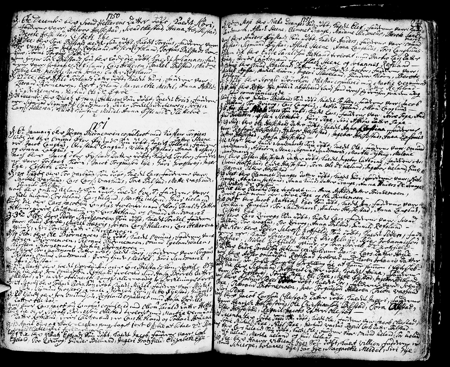 Helleland sokneprestkontor, SAST/A-101810: Parish register (official) no. A 1 /3, 1713-1761, p. 244