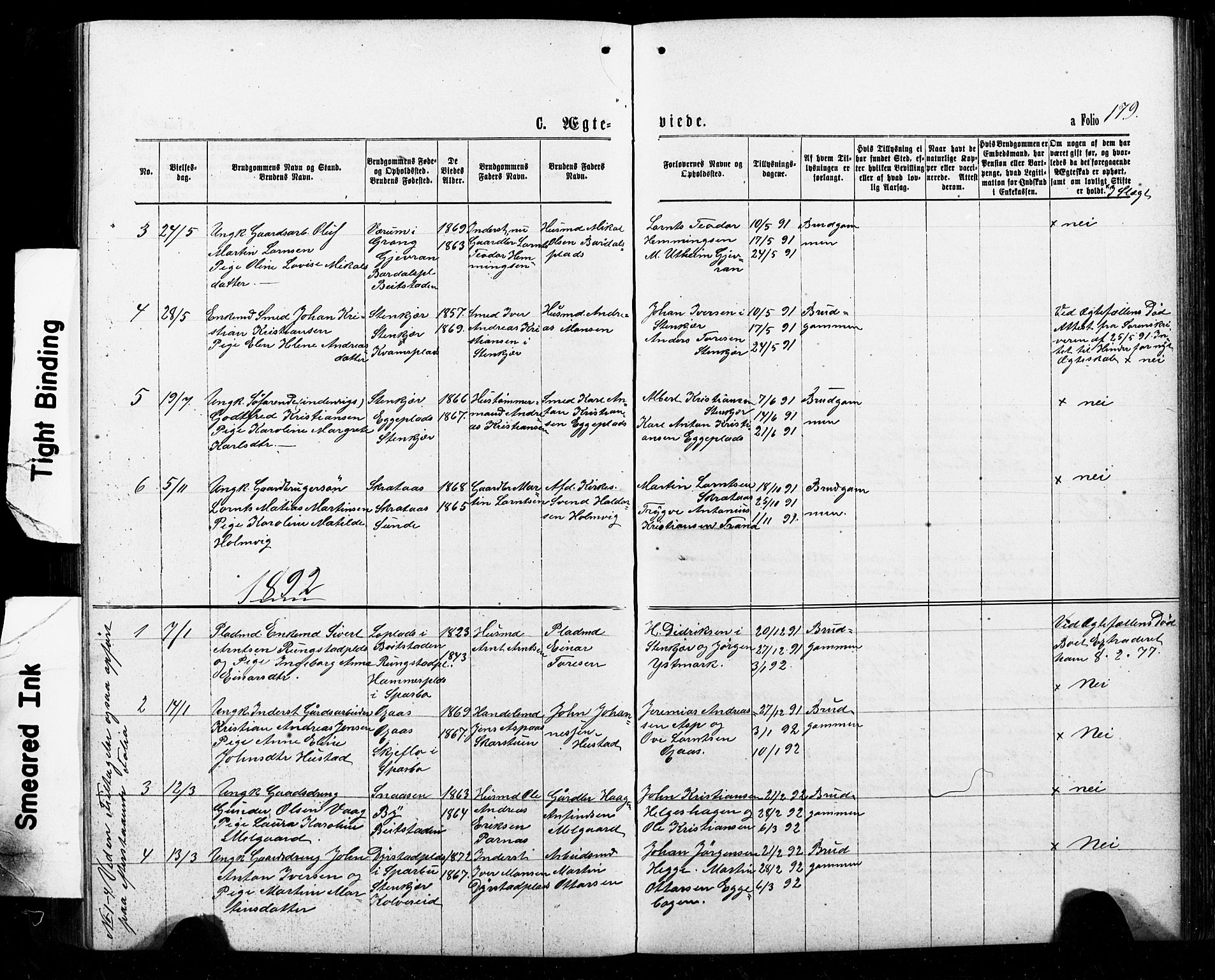 Ministerialprotokoller, klokkerbøker og fødselsregistre - Nord-Trøndelag, SAT/A-1458/740/L0380: Parish register (copy) no. 740C01, 1868-1902, p. 179