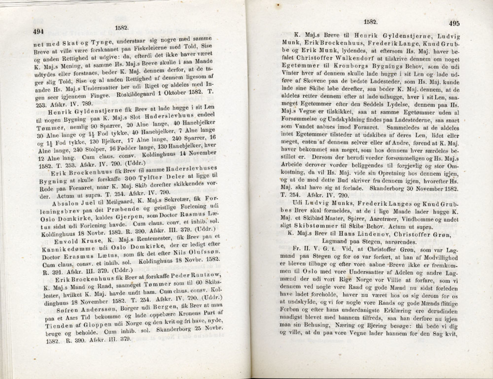 Publikasjoner utgitt av Det Norske Historiske Kildeskriftfond, PUBL/-/-/-: Norske Rigs-Registranter, bind 2, 1572-1588, p. 494-495