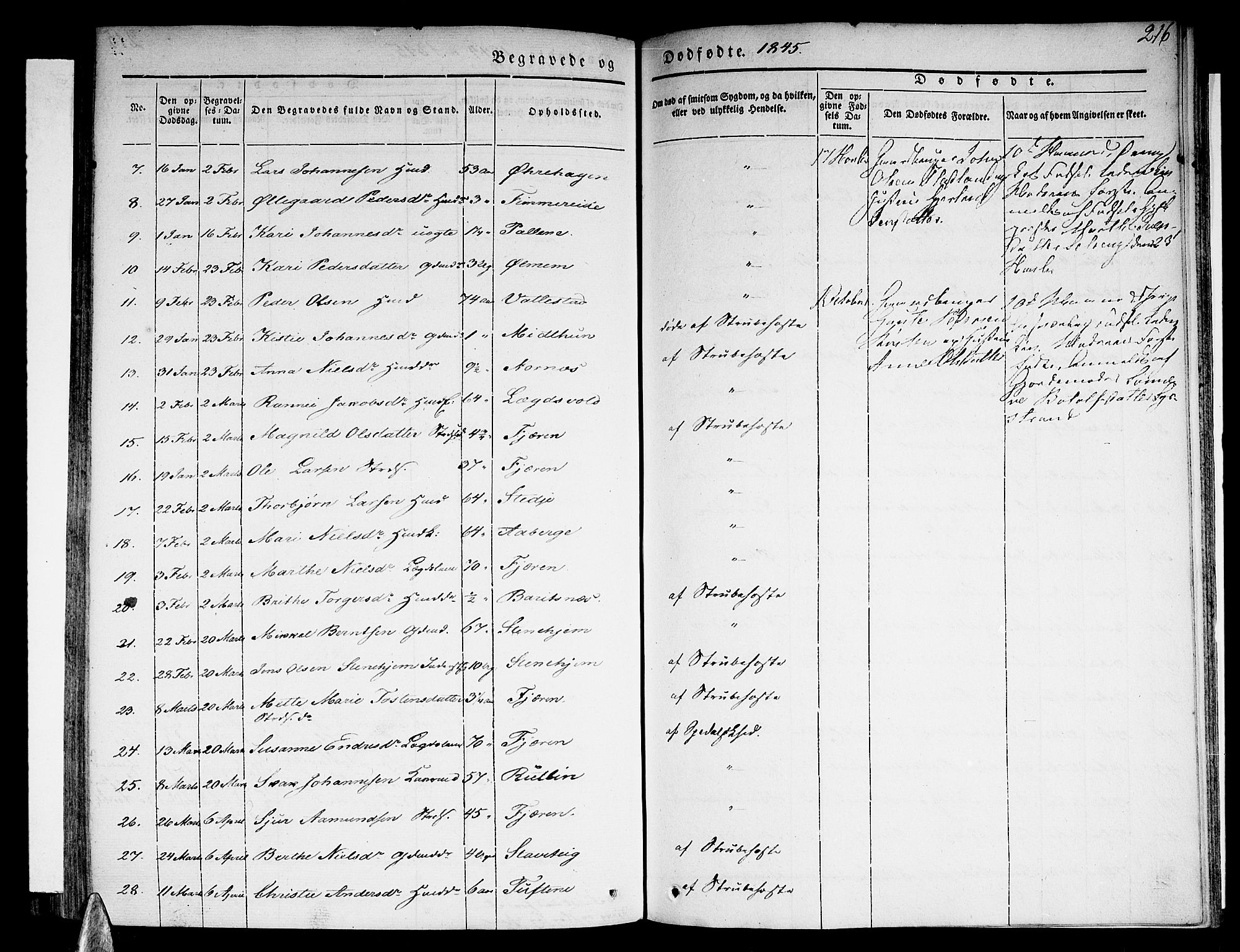 Sogndal sokneprestembete, SAB/A-81301/H/Haa/Haaa/L0011: Parish register (official) no. A 11, 1839-1847, p. 216