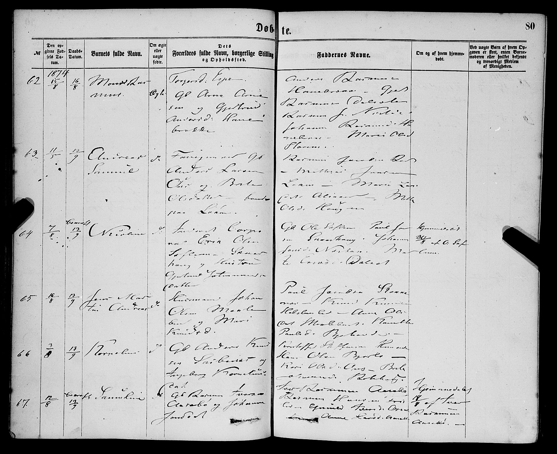 Eid sokneprestembete, AV/SAB-A-82301/H/Haa/Haaa/L0010: Parish register (official) no. A 10, 1867-1878, p. 80