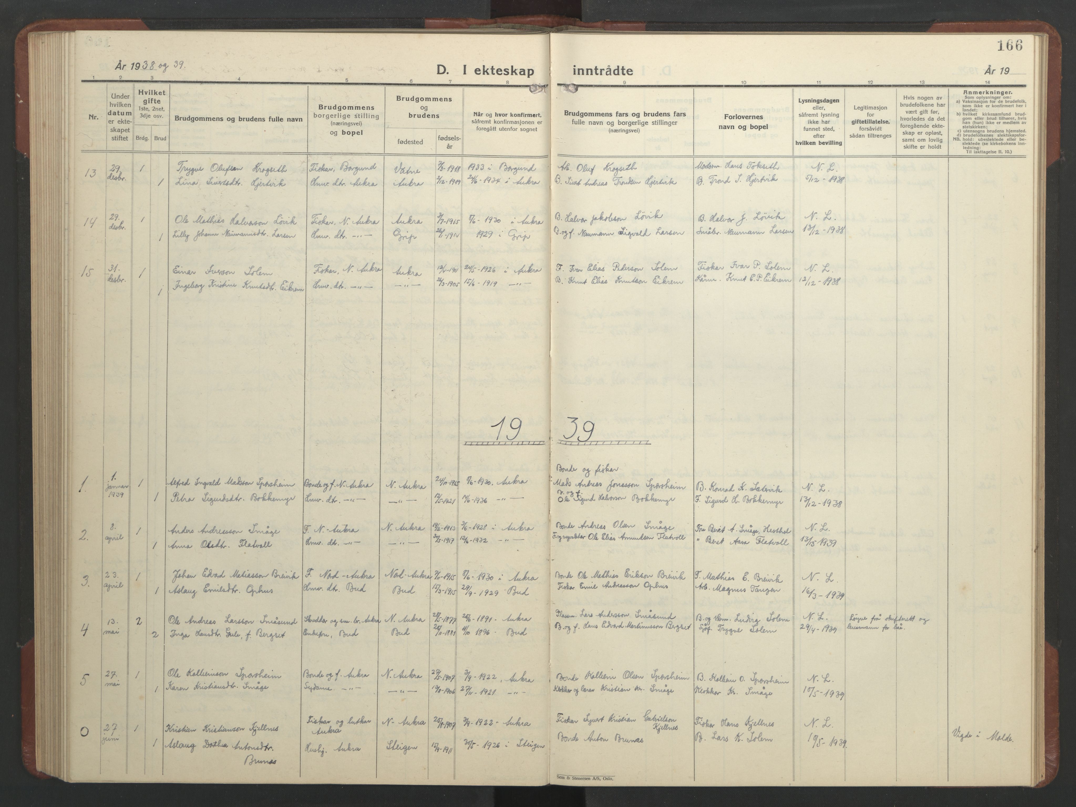 Ministerialprotokoller, klokkerbøker og fødselsregistre - Møre og Romsdal, SAT/A-1454/560/L0726: Parish register (copy) no. 560C03, 1928-1952, p. 166