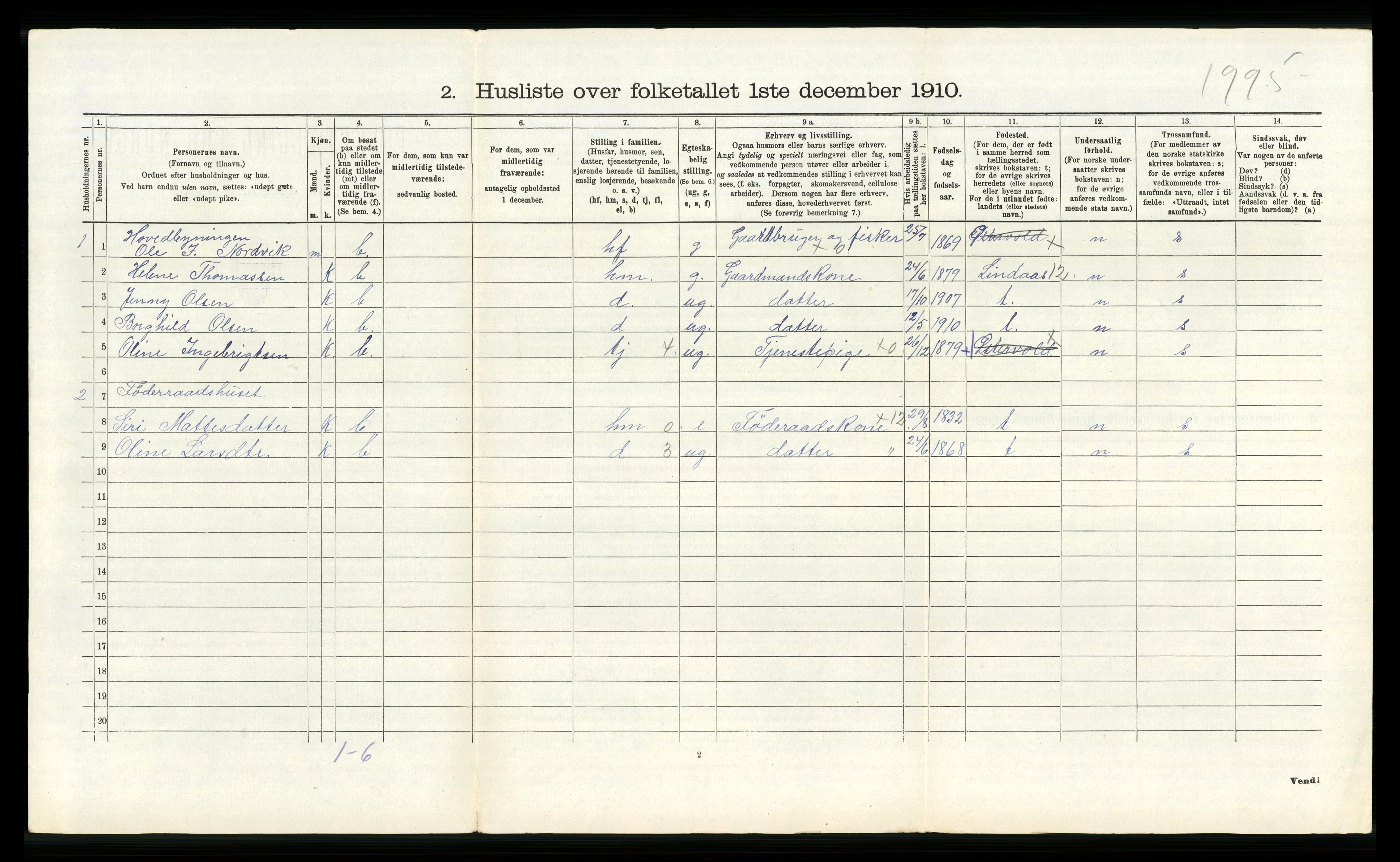 RA, 1910 census for Fitjar, 1910, p. 386