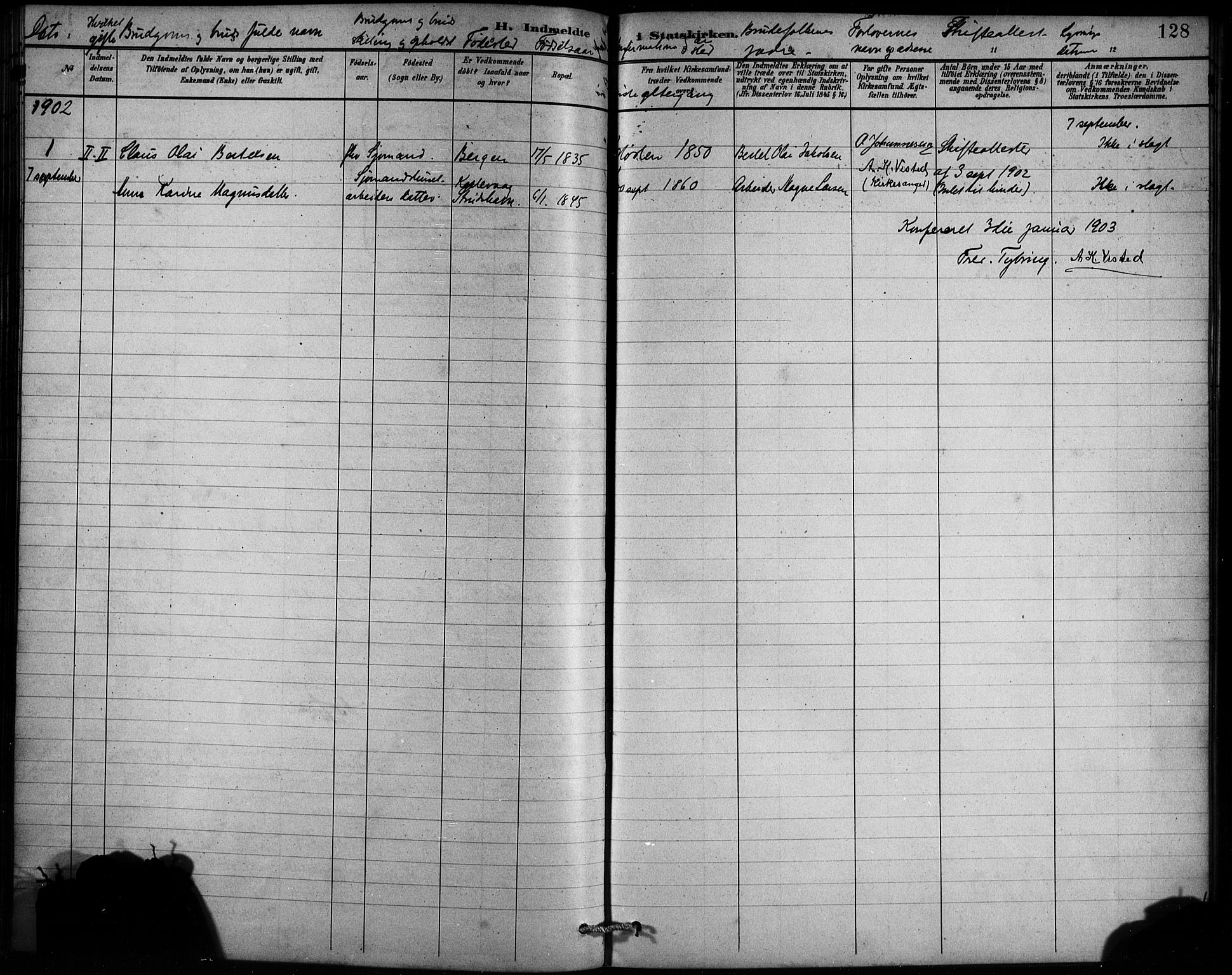 St. Jørgens hospital og Årstad sokneprestembete, SAB/A-99934: Parish register (official) no. A 13, 1886-1906, p. 128