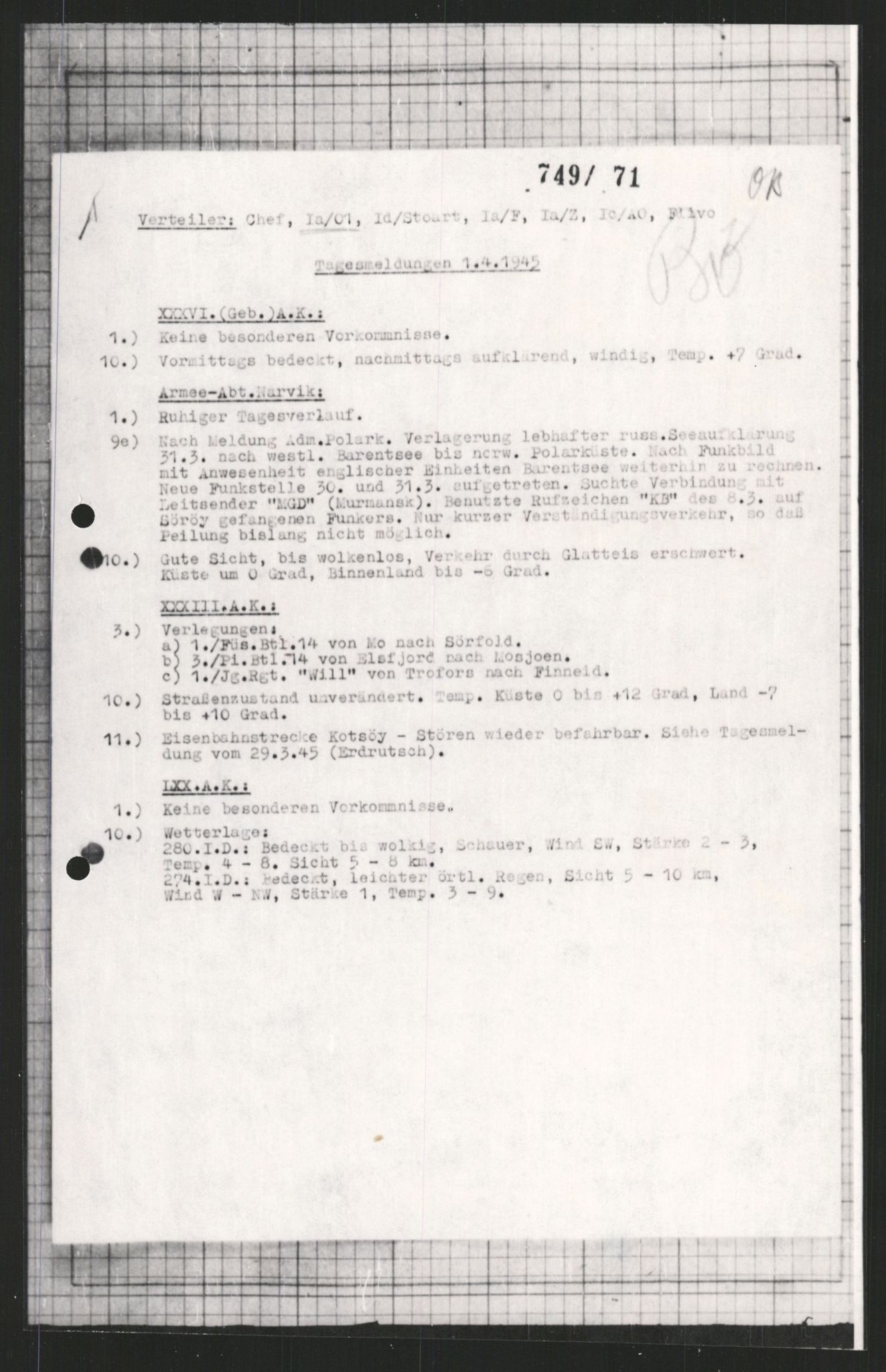 Forsvarets Overkommando. 2 kontor. Arkiv 11.4. Spredte tyske arkivsaker, AV/RA-RAFA-7031/D/Dar/Dara/L0009: Krigsdagbøker for 20. Gebirgs-Armee-Oberkommando (AOK 20), 1940-1945, p. 6
