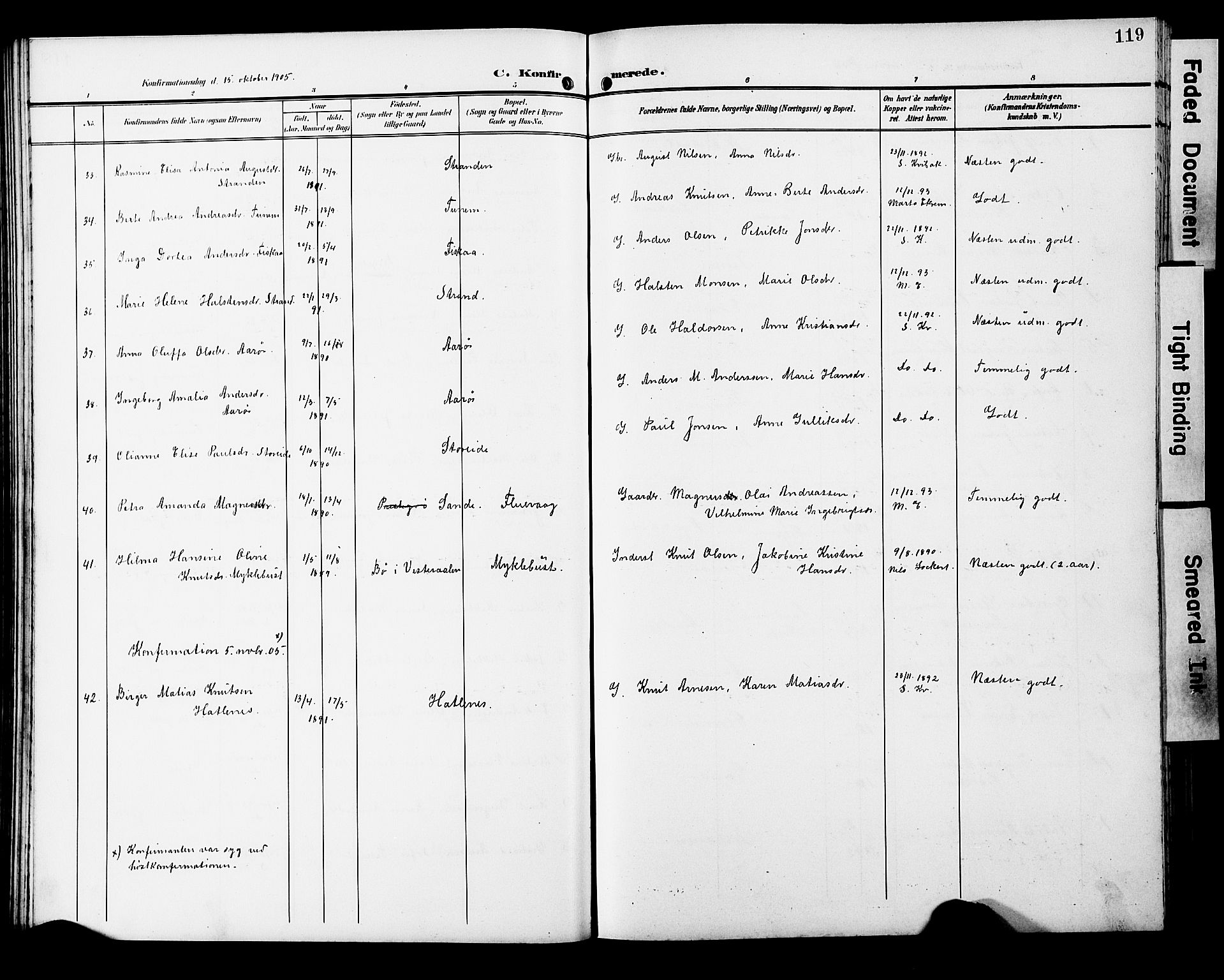 Ministerialprotokoller, klokkerbøker og fødselsregistre - Møre og Romsdal, SAT/A-1454/501/L0018: Parish register (copy) no. 501C04, 1902-1930, p. 119