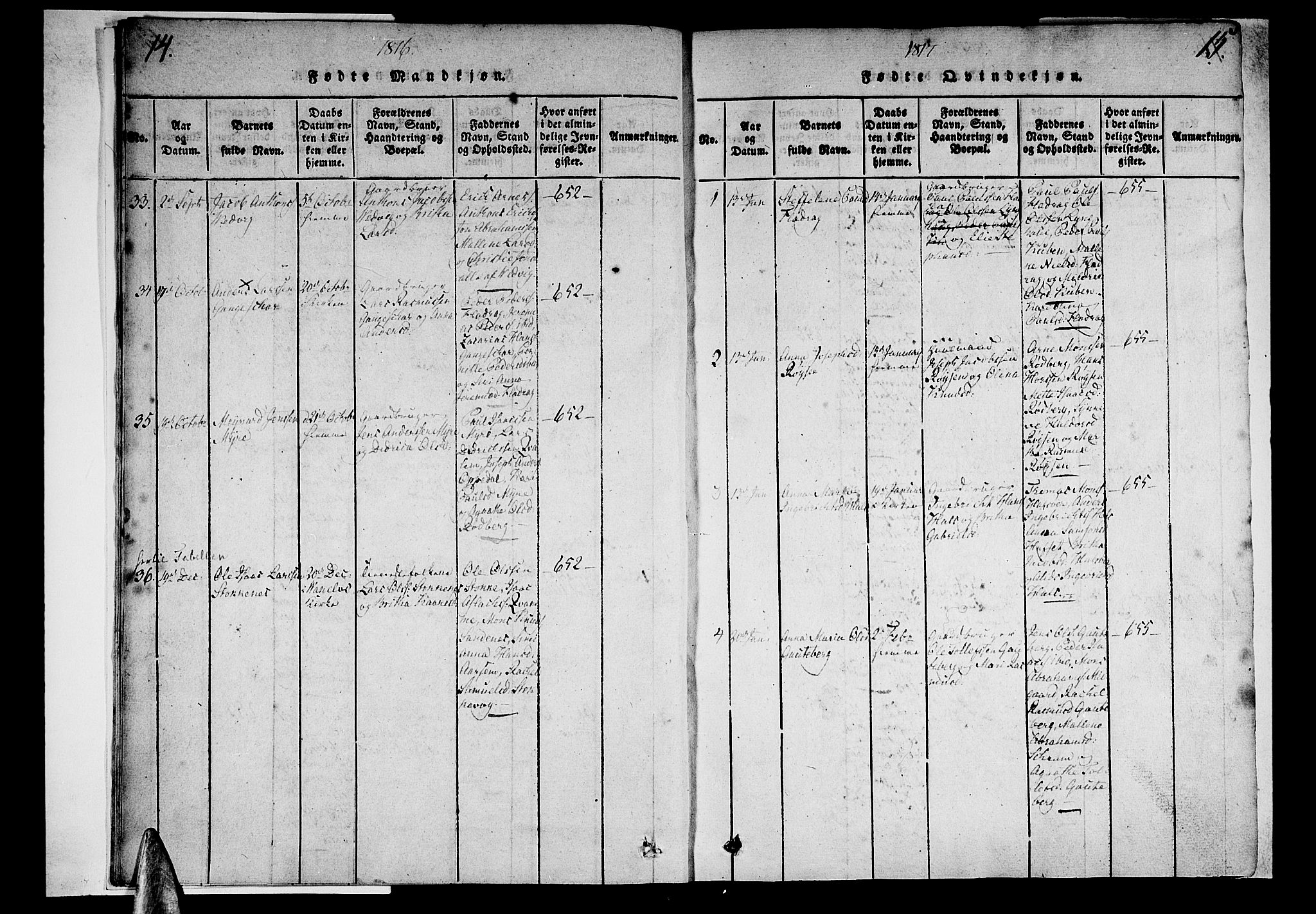 Selje sokneprestembete, SAB/A-99938/H/Ha/Haa/Haaa: Parish register (official) no. A 8, 1816-1828, p. 14-15