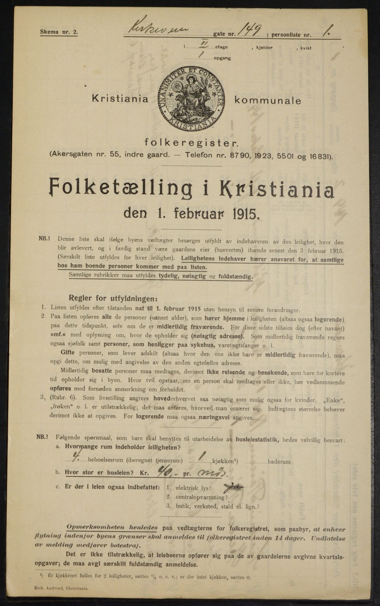 OBA, Municipal Census 1915 for Kristiania, 1915, p. 51003