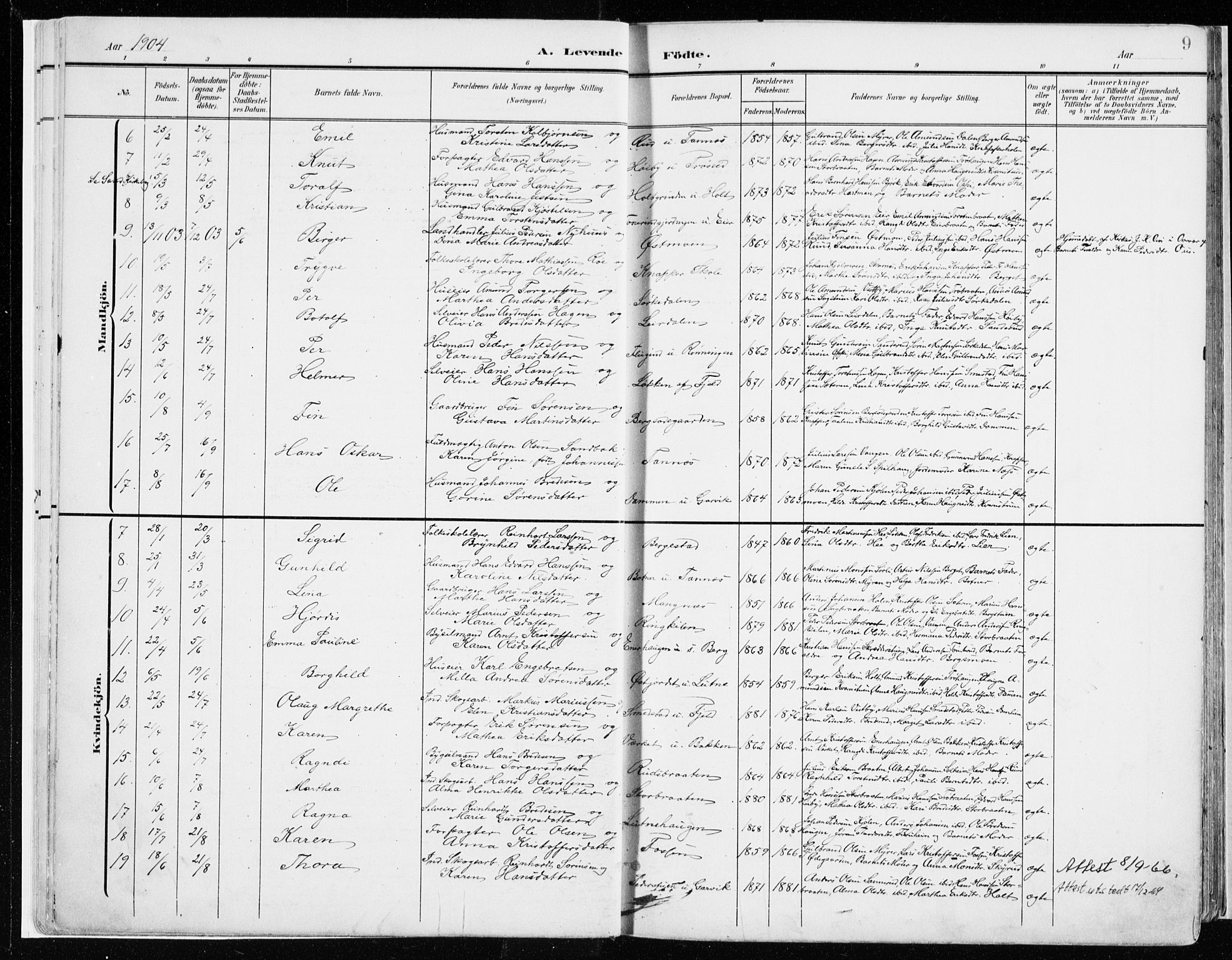 Nord-Odal prestekontor, AV/SAH-PREST-032/H/Ha/Haa/L0009: Parish register (official) no. 9, 1902-1926, p. 9