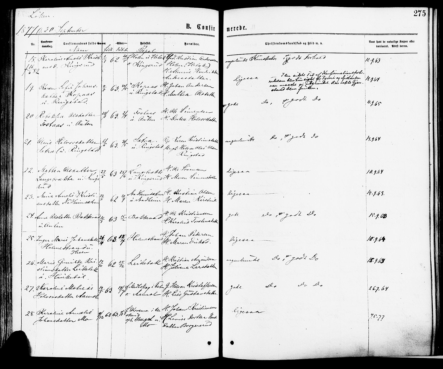 Høland prestekontor Kirkebøker, AV/SAO-A-10346a/F/Fa/L0012.a: Parish register (official) no. I 12A, 1869-1879, p. 275