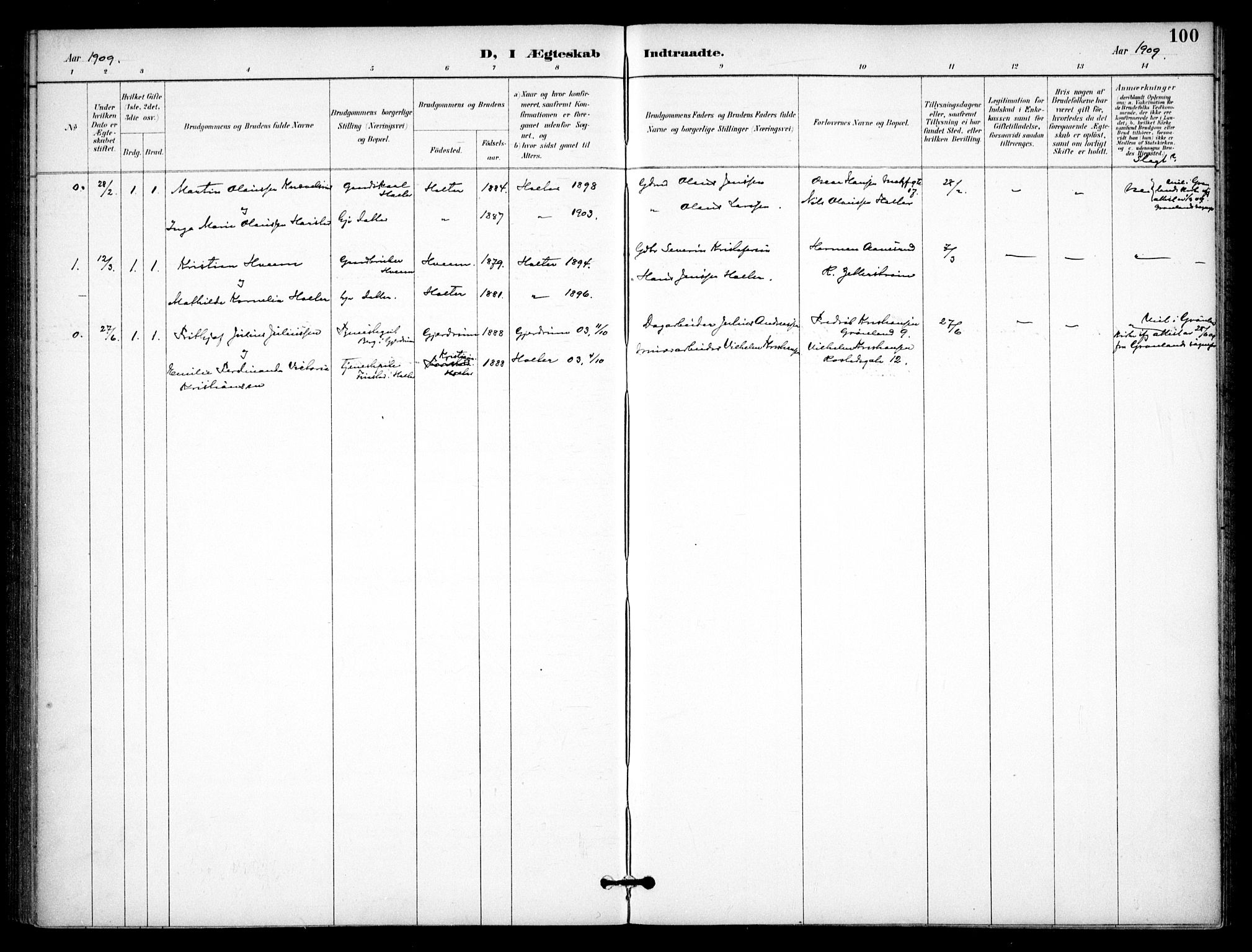 Nannestad prestekontor Kirkebøker, SAO/A-10414a/F/Fb/L0002: Parish register (official) no. II 2, 1891-1909, p. 100