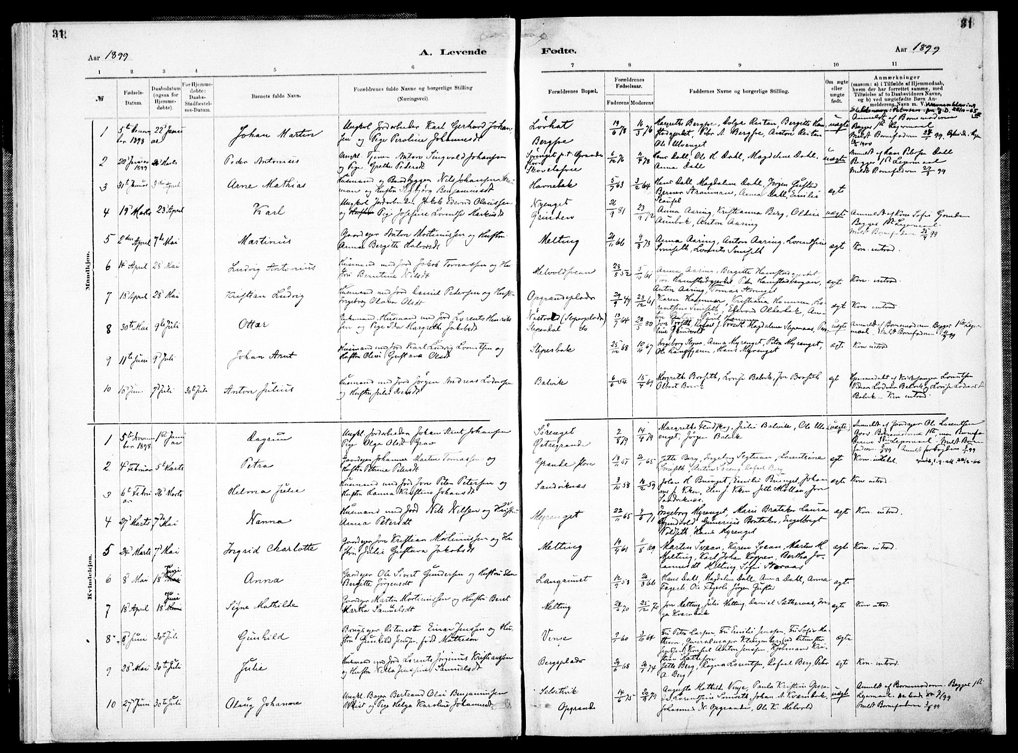 Ministerialprotokoller, klokkerbøker og fødselsregistre - Nord-Trøndelag, AV/SAT-A-1458/733/L0325: Parish register (official) no. 733A04, 1884-1908, p. 31