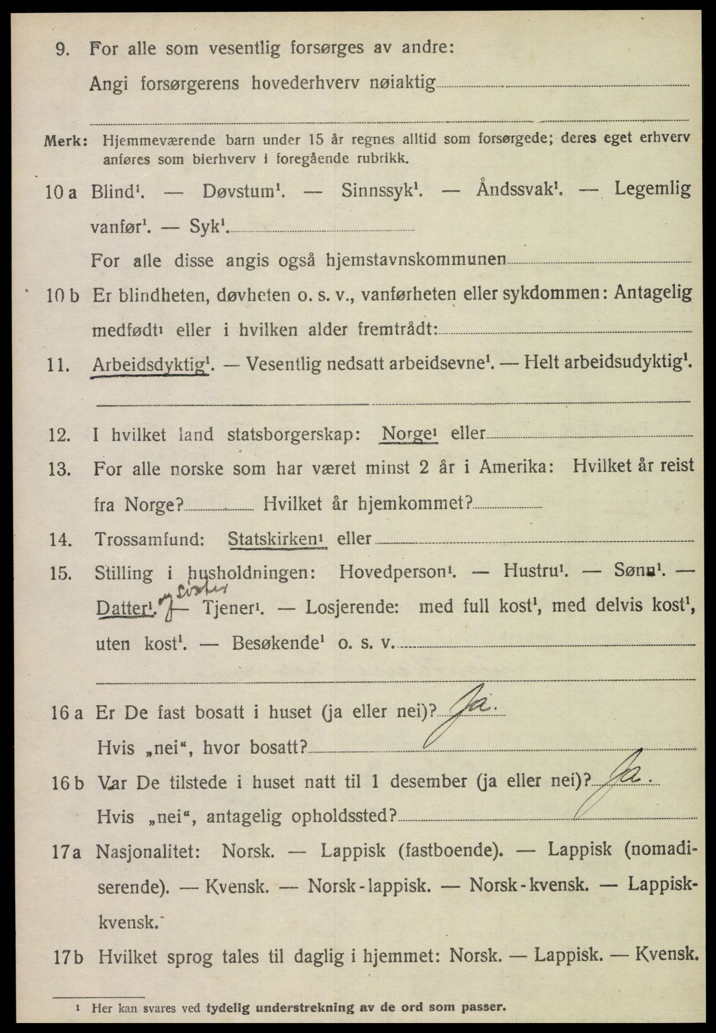 SAT, 1920 census for Grong, 1920, p. 1196