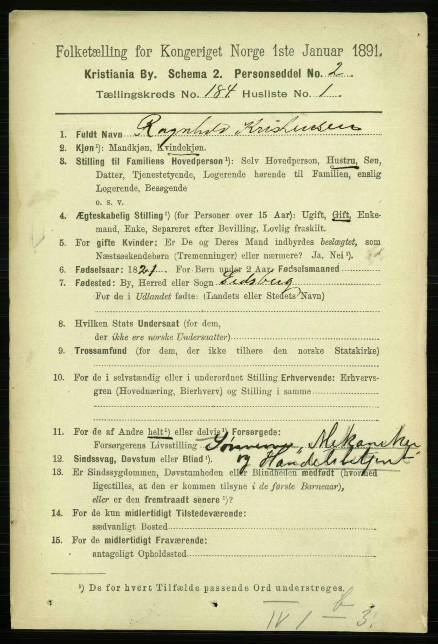 RA, 1891 census for 0301 Kristiania, 1891, p. 109884