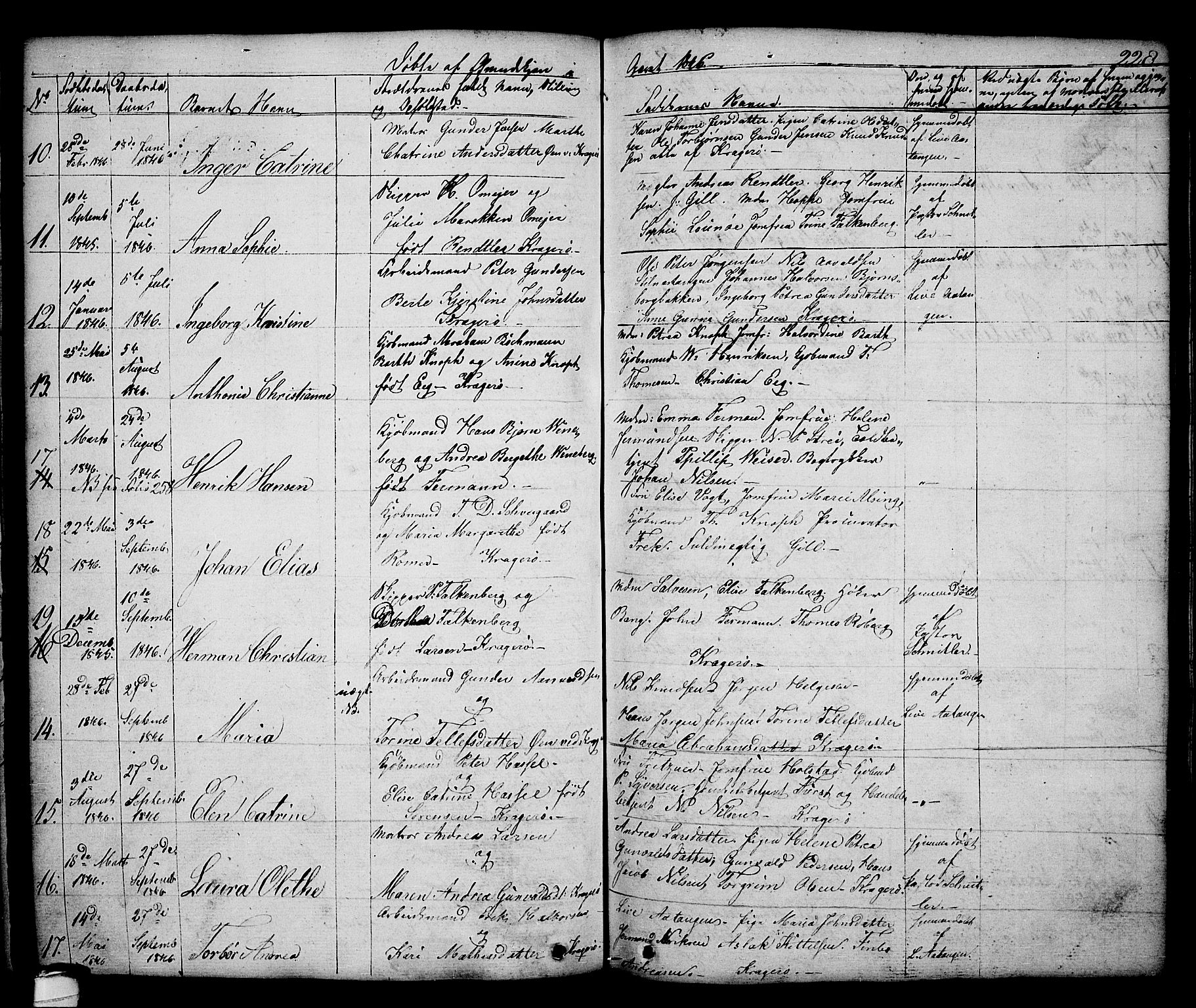Kragerø kirkebøker, SAKO/A-278/G/Ga/L0003: Parish register (copy) no. 3, 1832-1852, p. 228