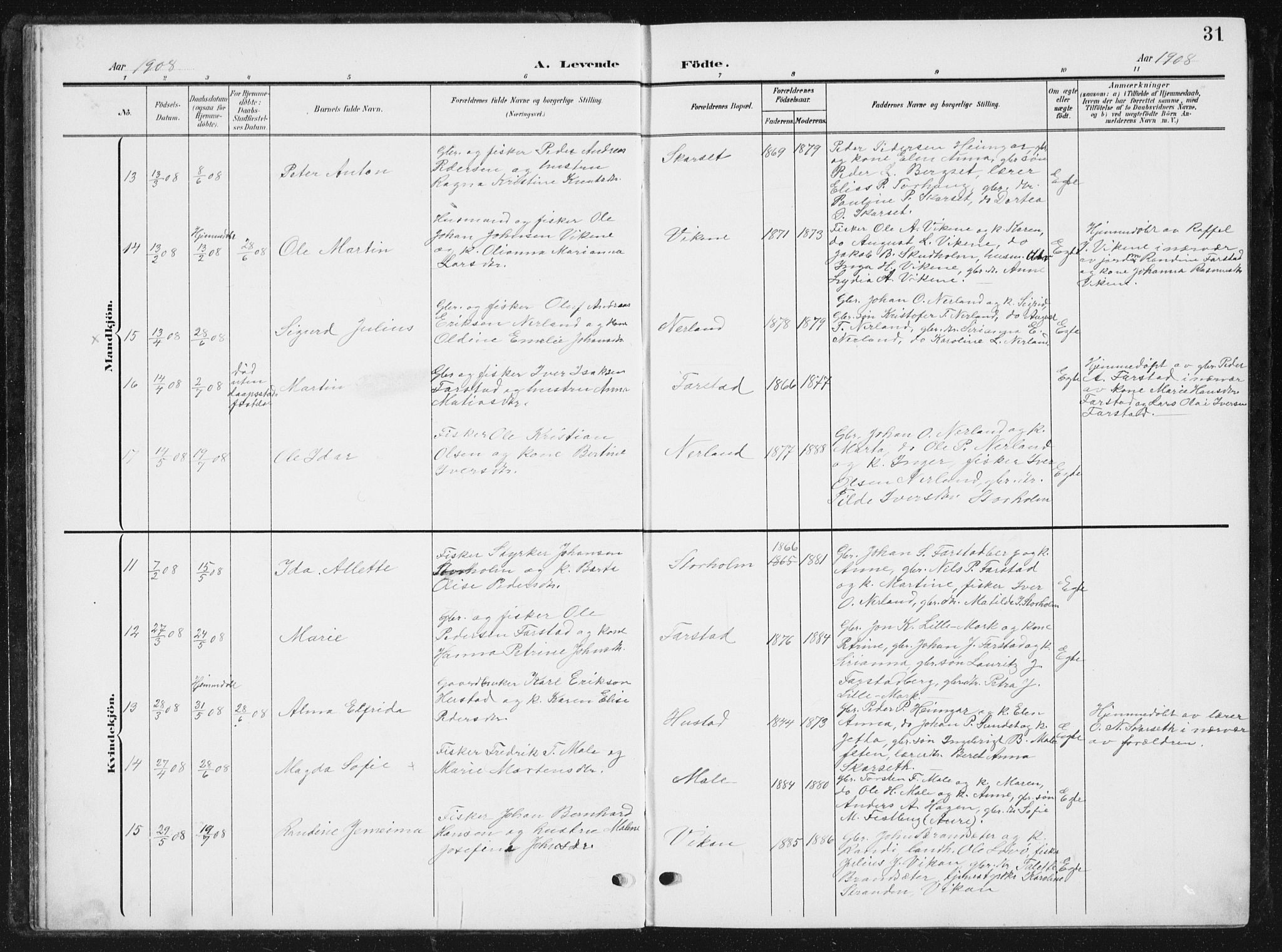 Ministerialprotokoller, klokkerbøker og fødselsregistre - Møre og Romsdal, AV/SAT-A-1454/567/L0784: Parish register (copy) no. 567C04, 1903-1938, p. 31