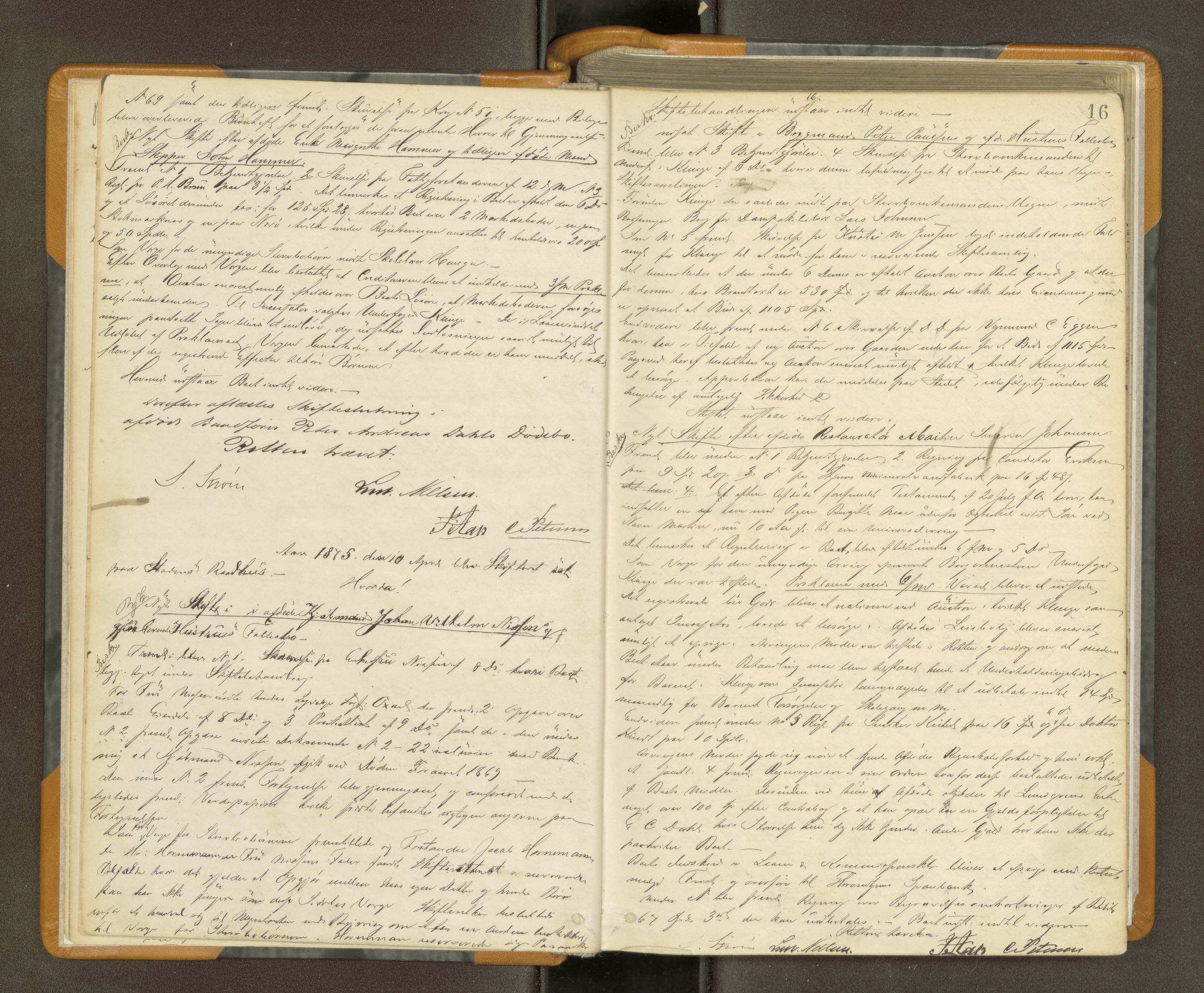 Trondheim byfogd, AV/SAT-A-0003/1/3/3B/L0008: Skiftebehandlingsprotokoll (u/ register) U, 1874-1881, p. 16