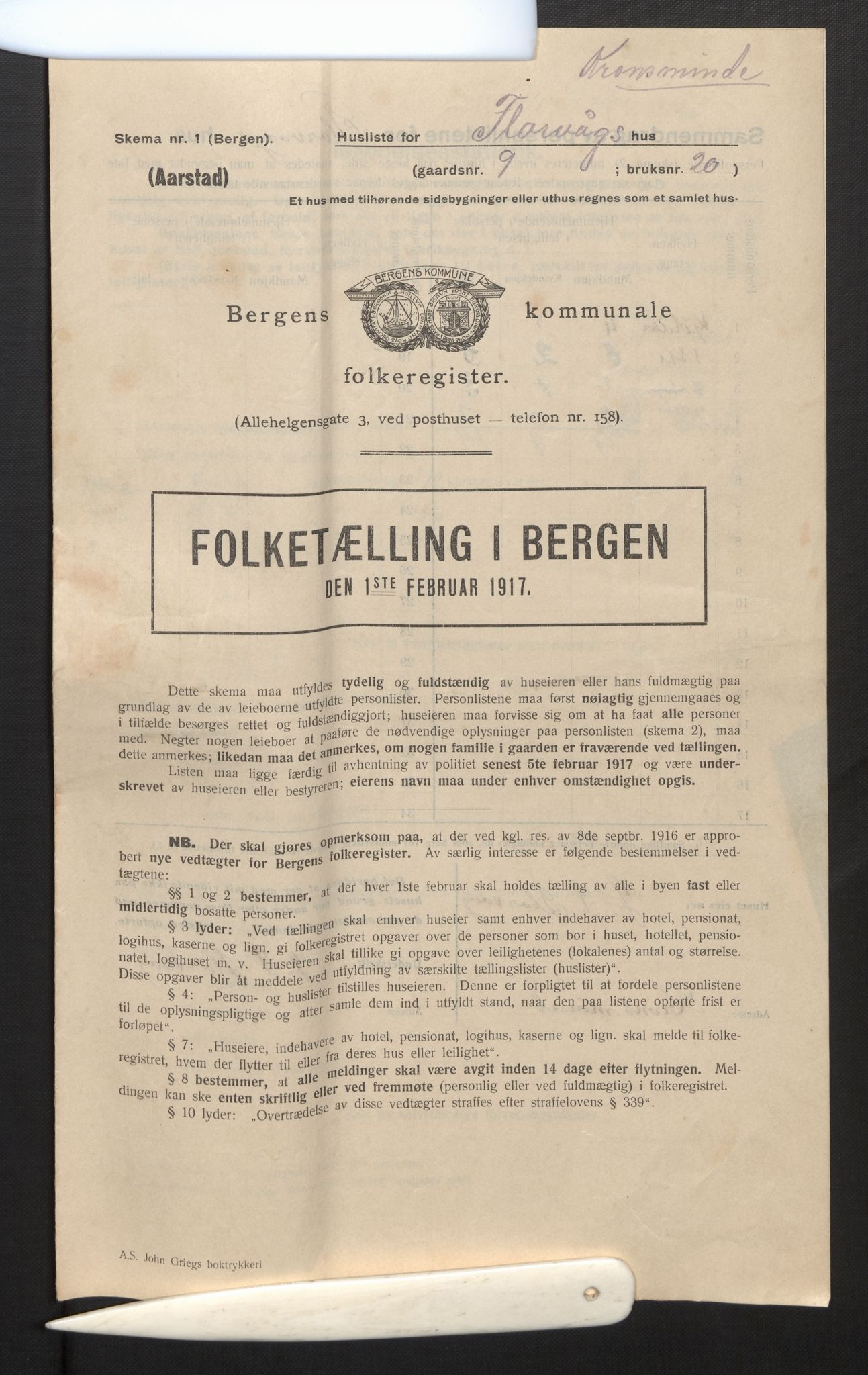 SAB, Municipal Census 1917 for Bergen, 1917, p. 50334