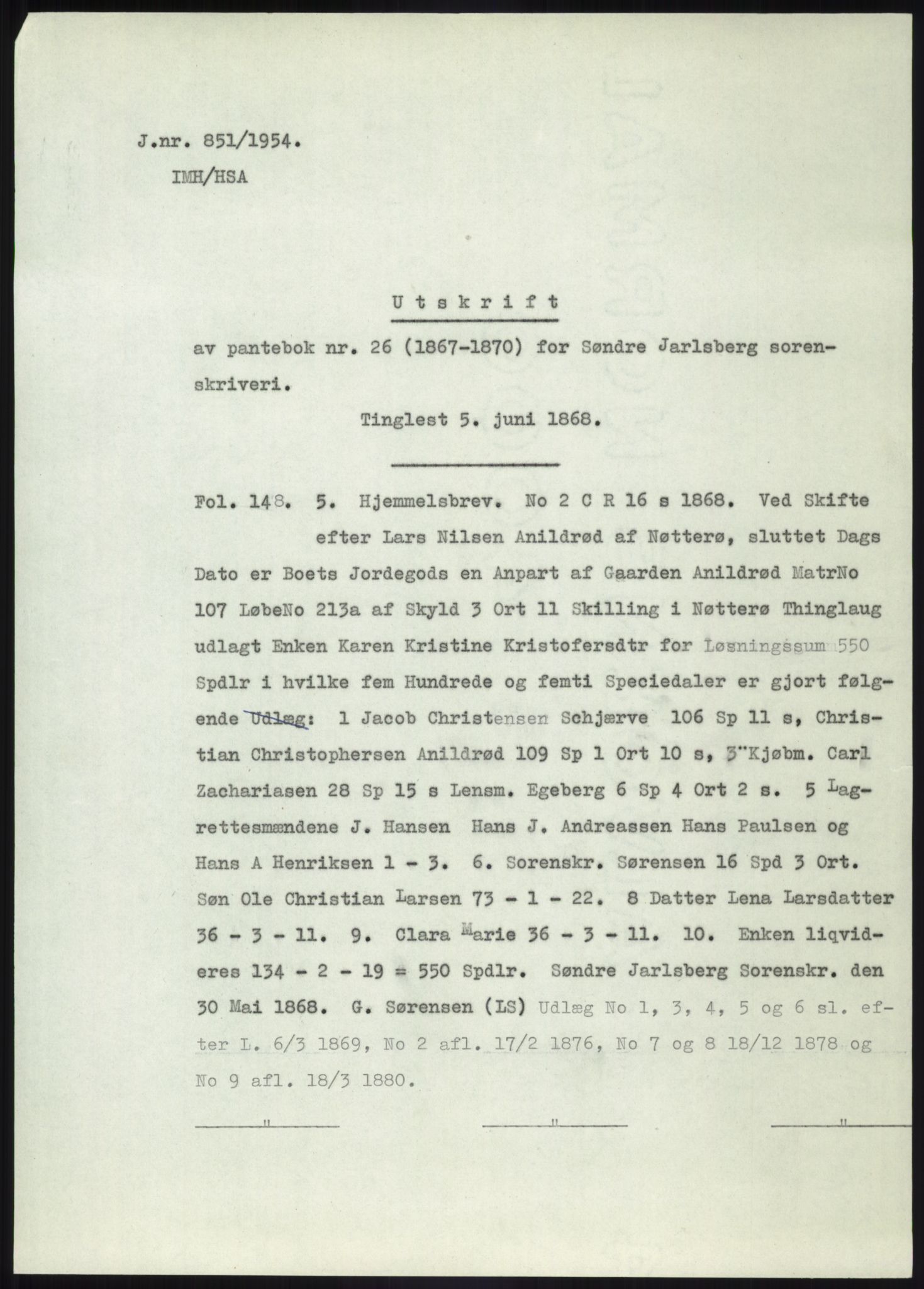 Statsarkivet i Kongsberg, SAKO/A-0001, 1944-1954, p. 430