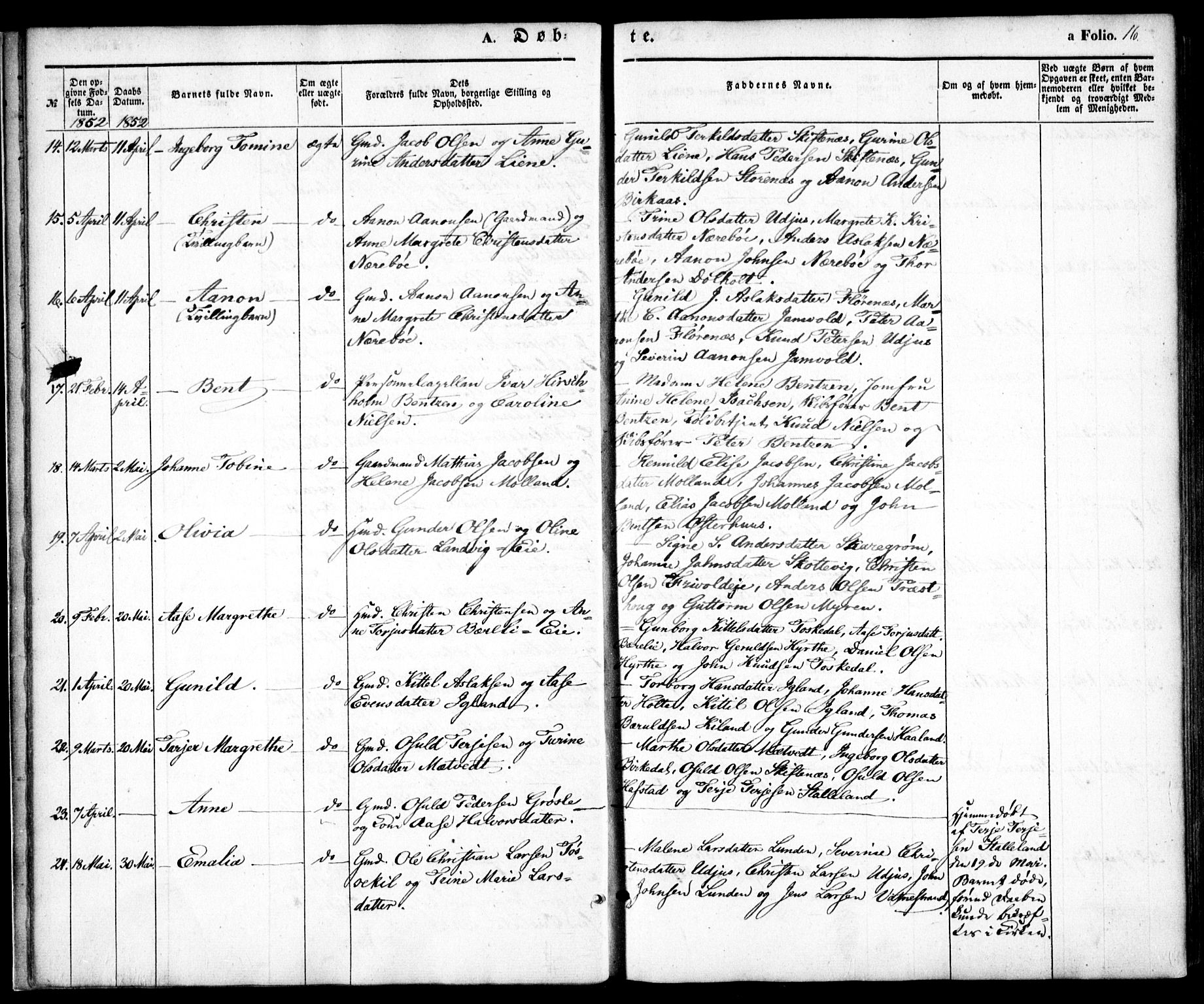 Hommedal sokneprestkontor, AV/SAK-1111-0023/F/Fa/Fab/L0004: Parish register (official) no. A 4, 1848-1860, p. 16