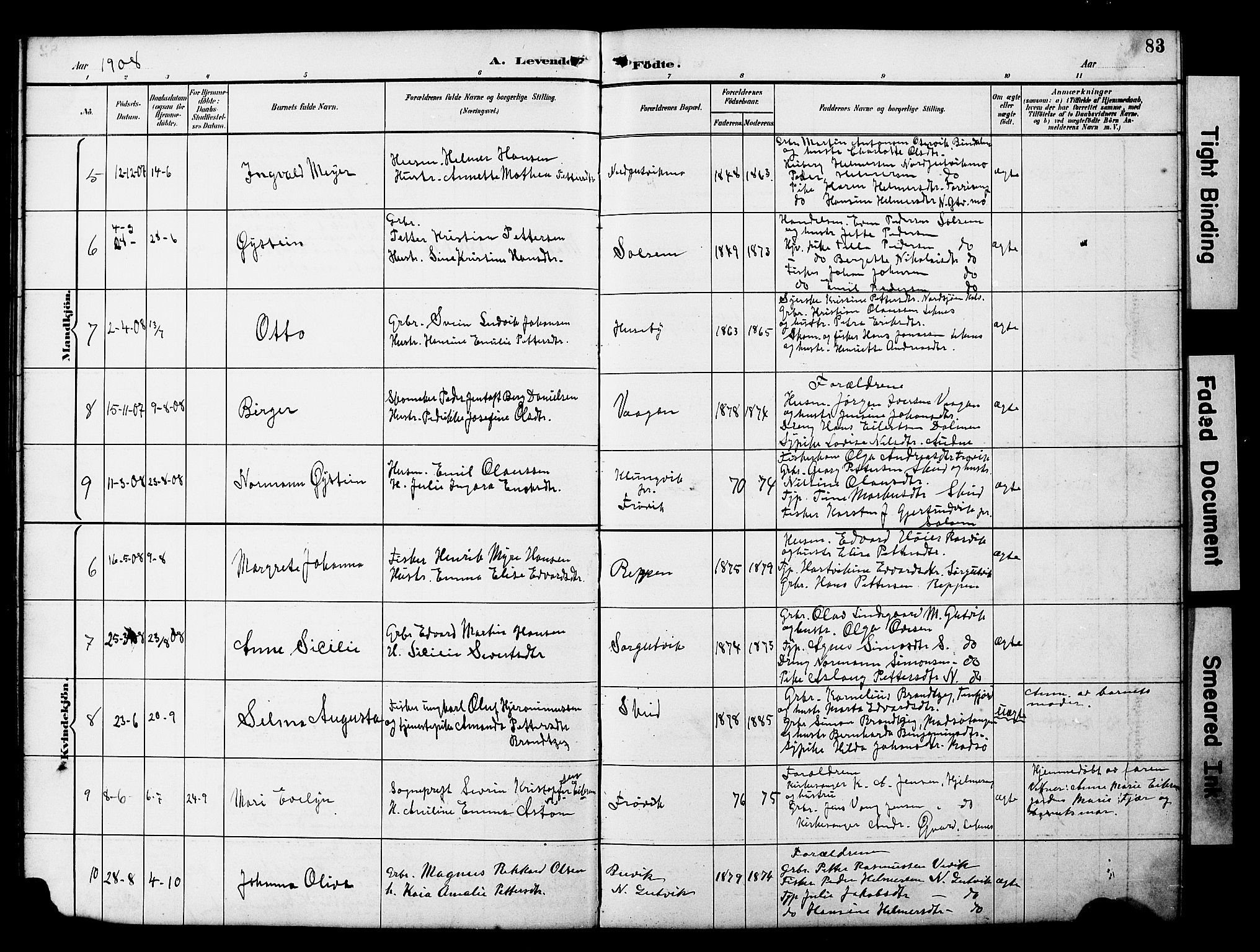 Ministerialprotokoller, klokkerbøker og fødselsregistre - Nord-Trøndelag, SAT/A-1458/788/L0701: Parish register (copy) no. 788C01, 1888-1913, p. 83