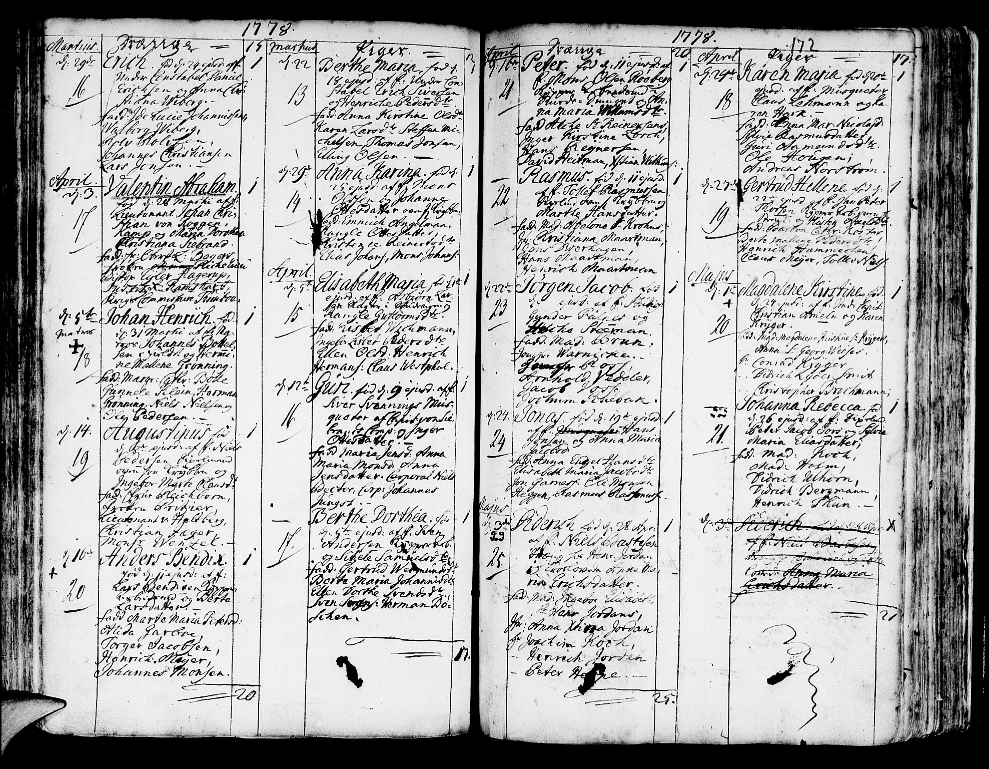 Korskirken sokneprestembete, AV/SAB-A-76101/H/Haa/L0005: Parish register (official) no. A 5, 1751-1789, p. 172