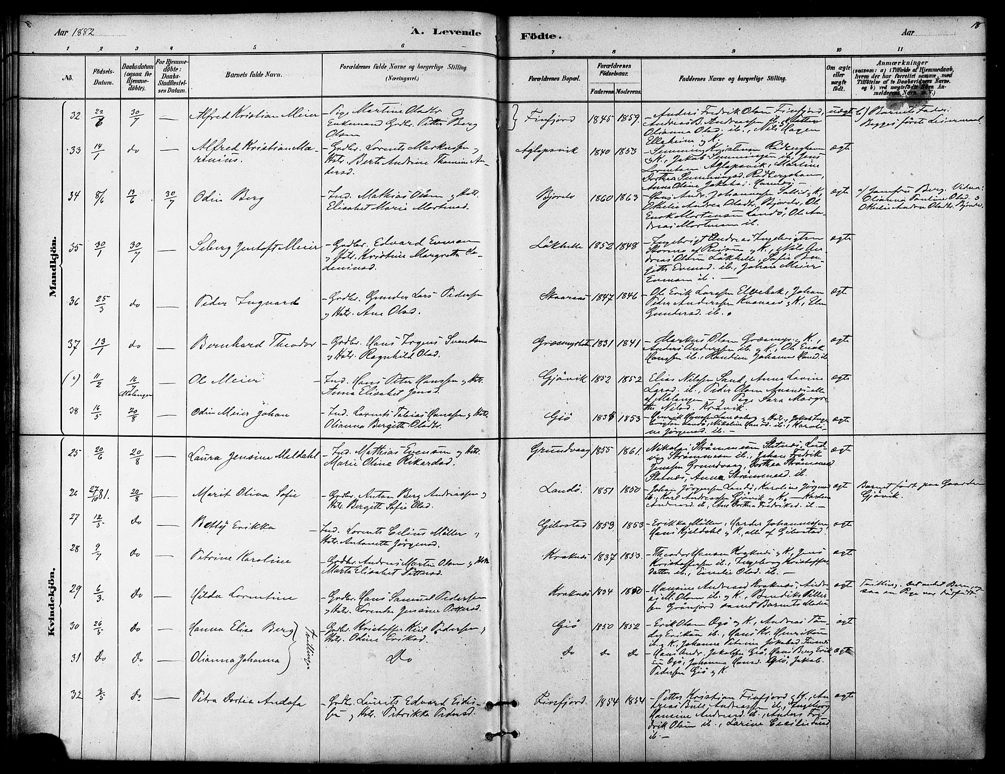 Lenvik sokneprestembete, SATØ/S-1310/H/Ha/Haa/L0011kirke: Parish register (official) no. 11, 1880-1889, p. 18