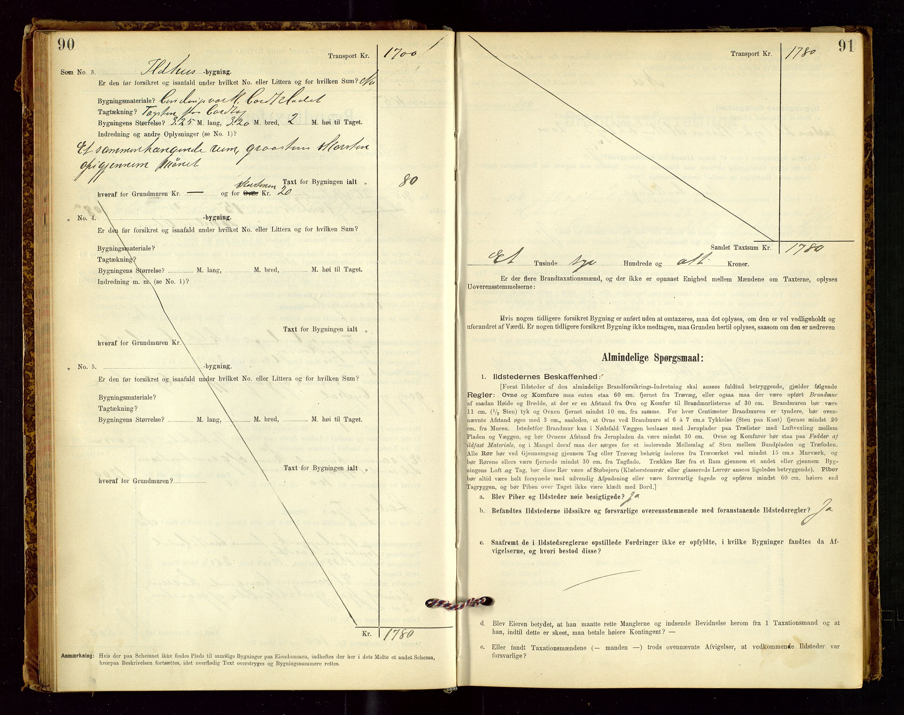 Sand lensmannskontor, AV/SAST-A-100415/Goc/L0001: "Brandtaxationsprotokol", 1895-1935, p. 90-91