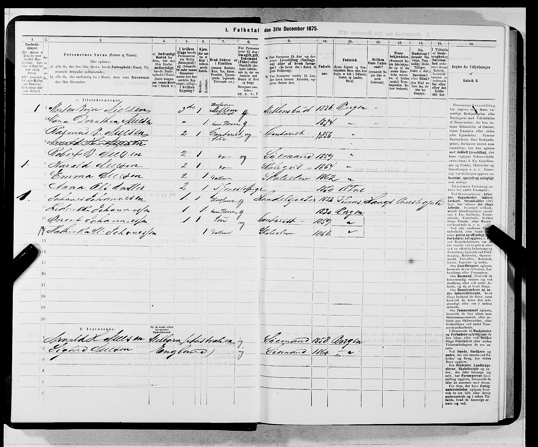 SAB, 1875 census for 1301 Bergen, 1875, p. 5202