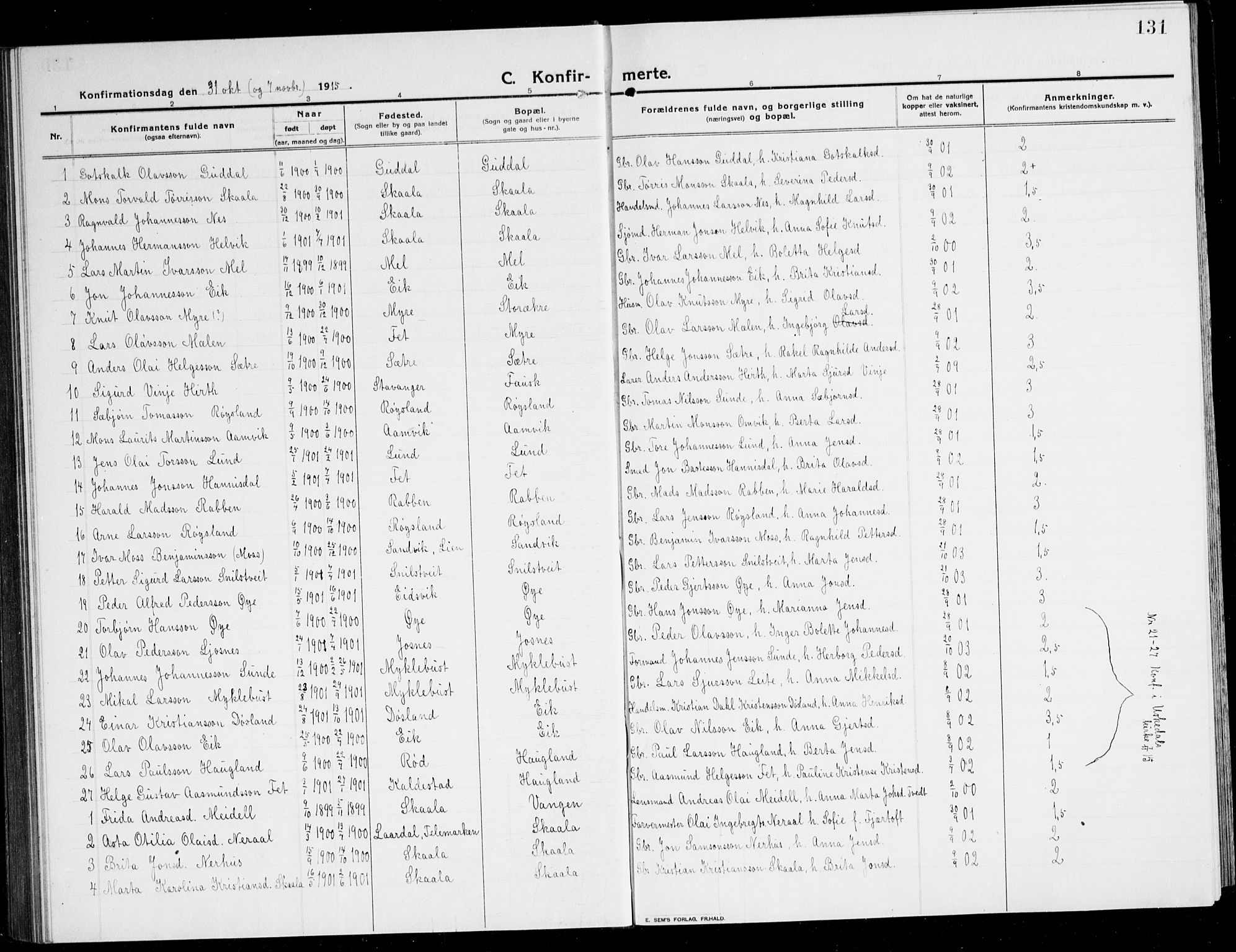 Kvinnherad sokneprestembete, SAB/A-76401/H/Hab: Parish register (copy) no. A 3, 1911-1945, p. 131