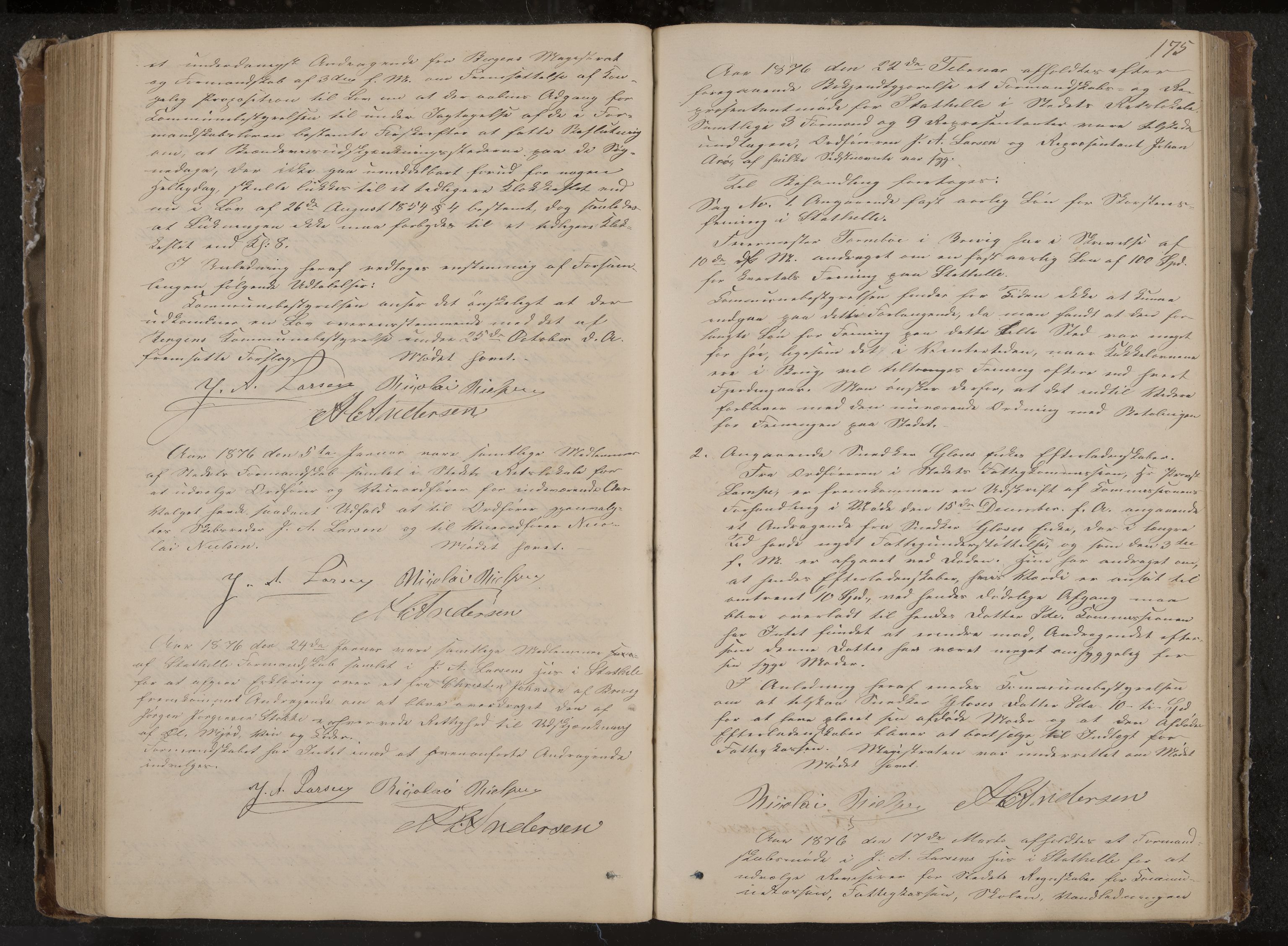 Stathelle formannskap og sentraladministrasjon, IKAK/0803021/A/L0001: Møtebok, 1852-1891, p. 175