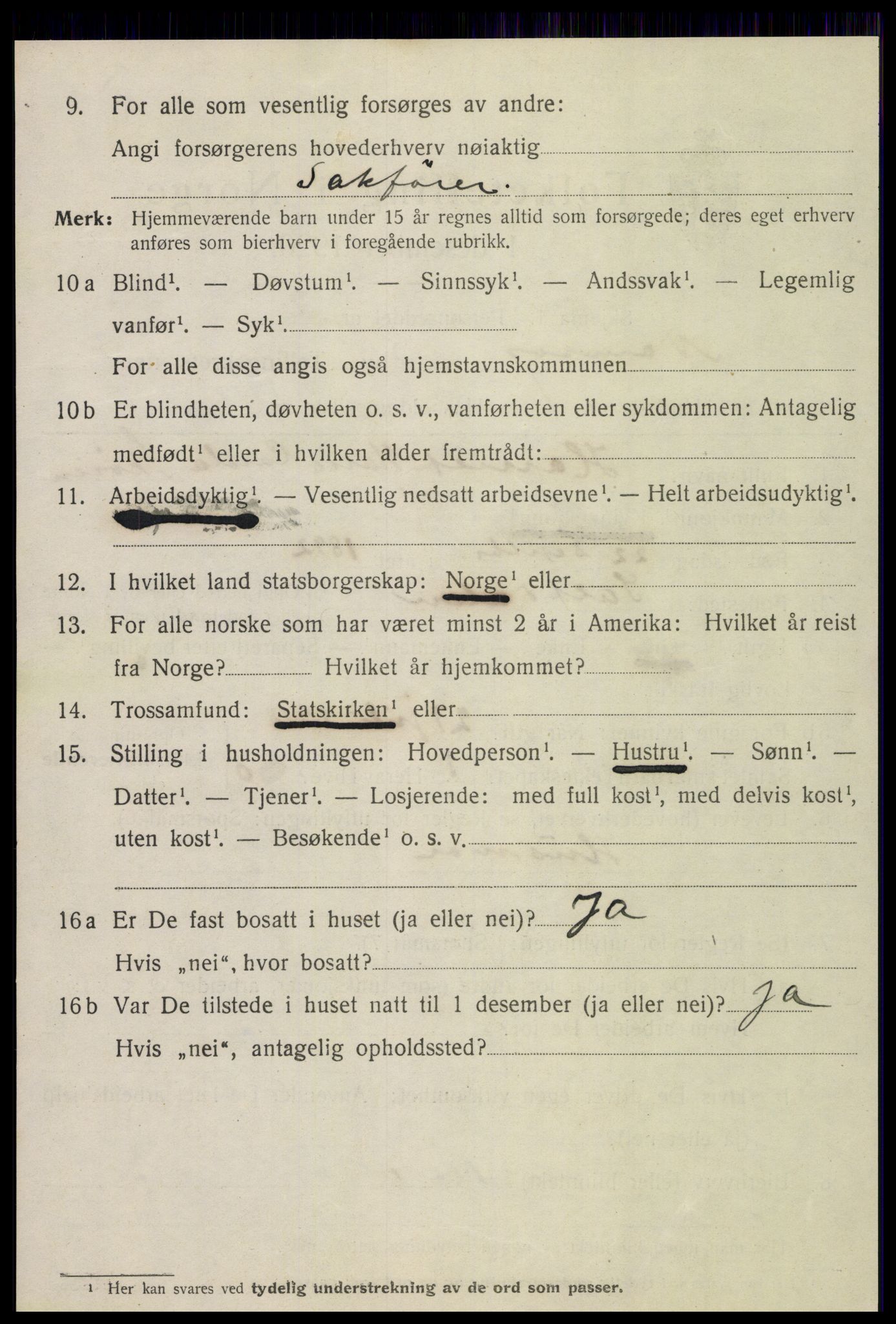 SAT, 1920 census for Namsos, 1920, p. 3758