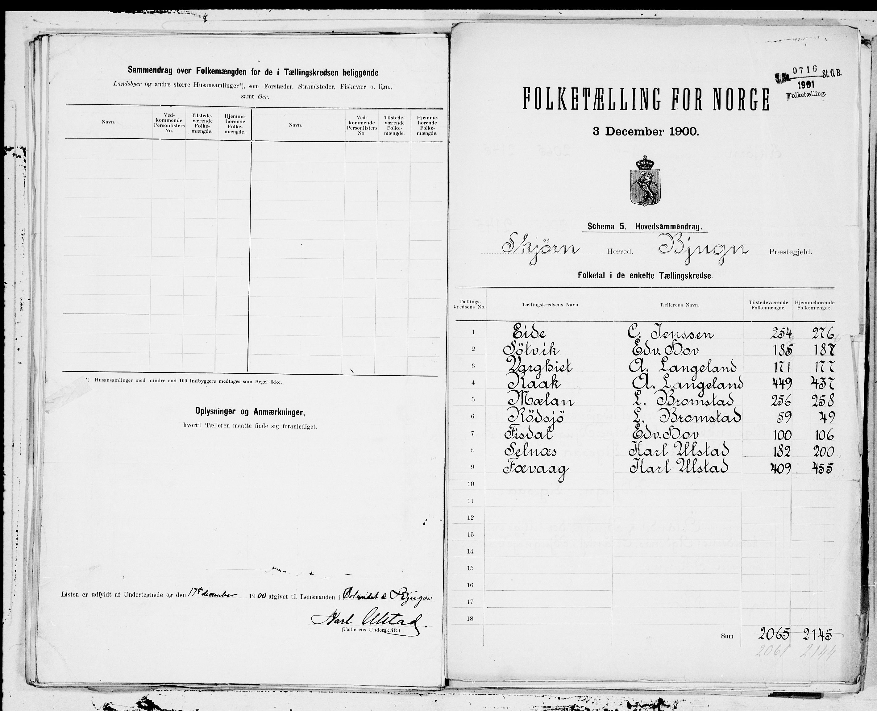 SAT, 1900 census for Stjørna, 1900, p. 20