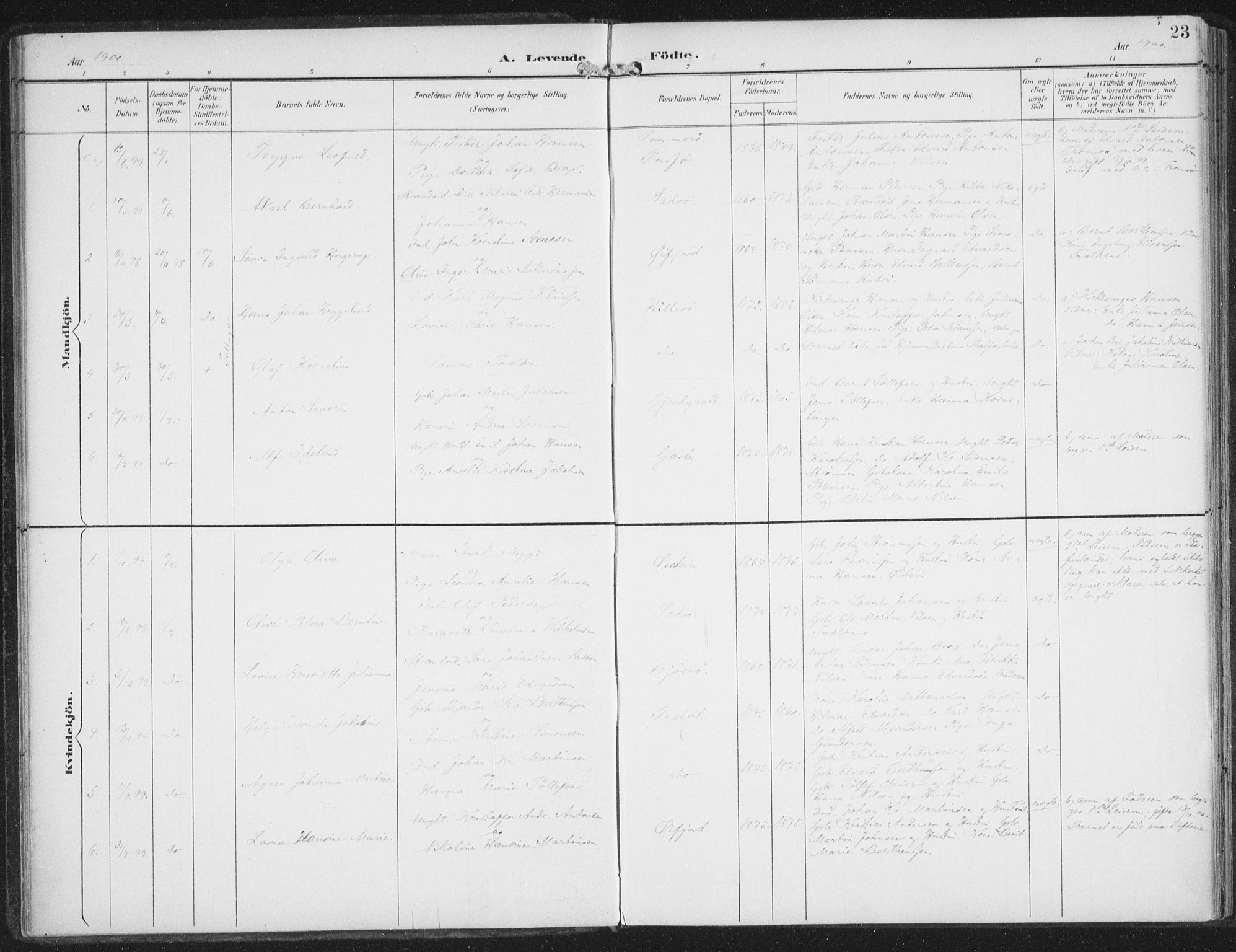 Lenvik sokneprestembete, SATØ/S-1310/H/Ha/Haa/L0015kirke: Parish register (official) no. 15, 1896-1915, p. 23
