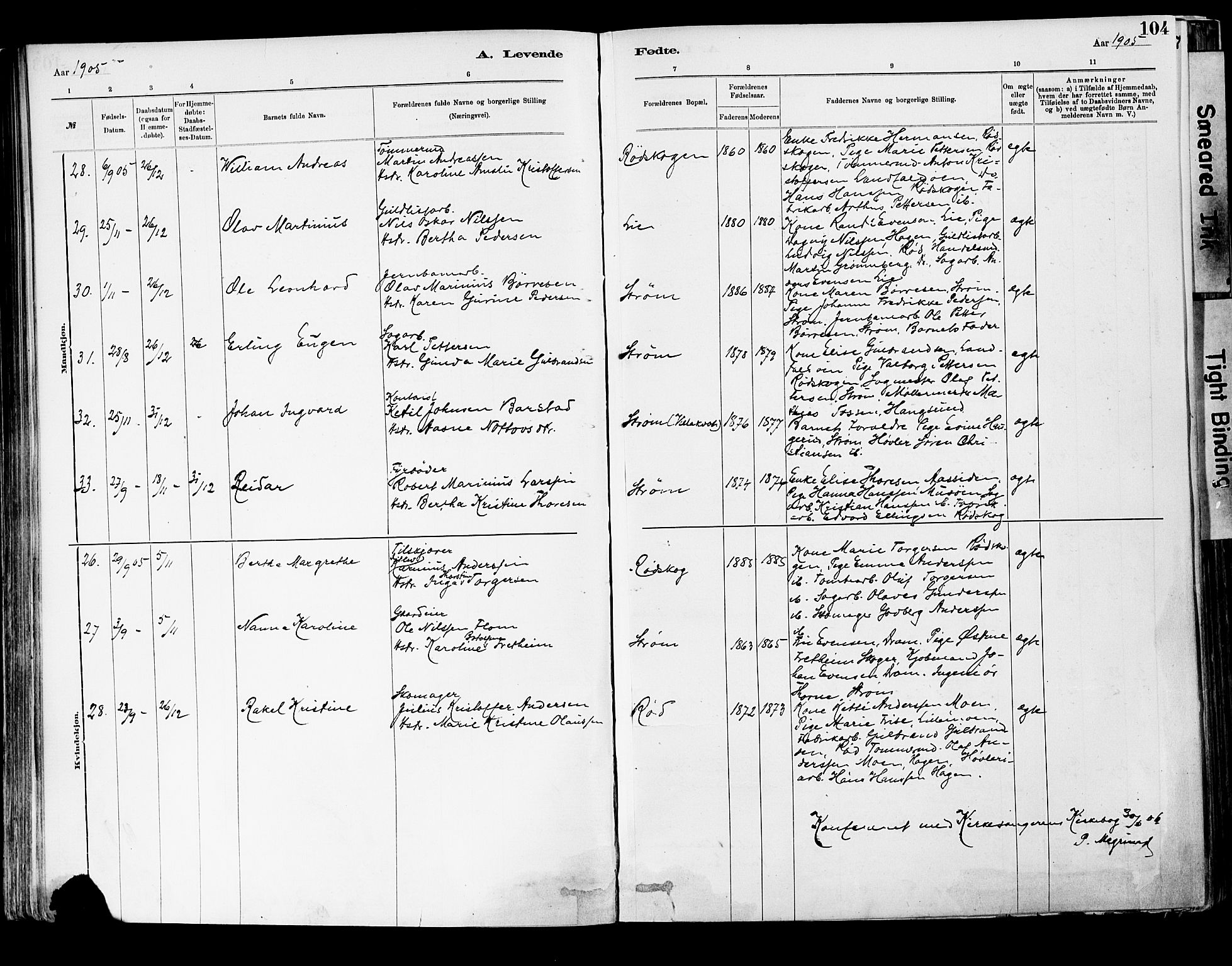 Strømsgodset kirkebøker, SAKO/A-324/F/Fa/L0001: Parish register (official) no. 1, 1885-1909, p. 104