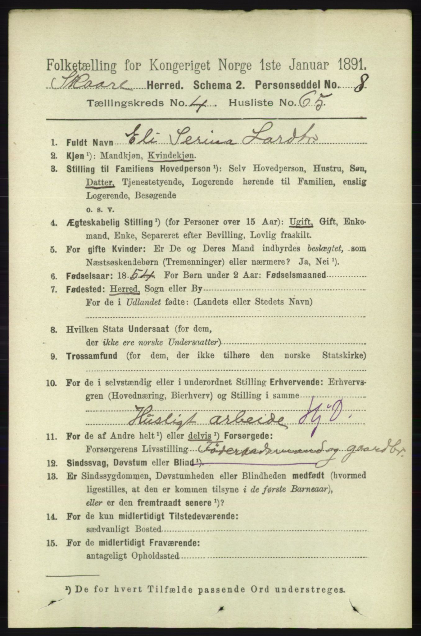 RA, 1891 census for 1153 Skåre, 1891, p. 2104