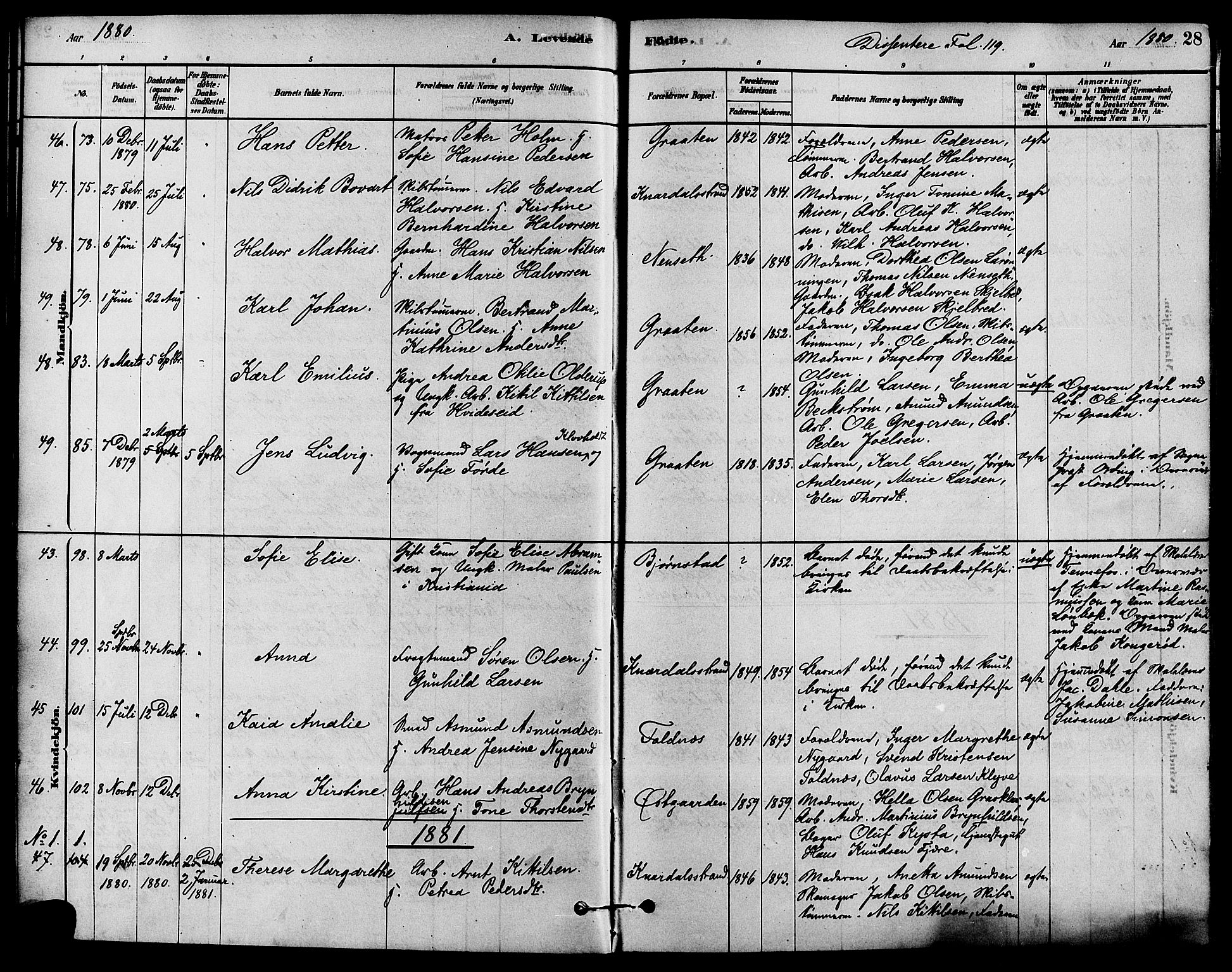Solum kirkebøker, SAKO/A-306/F/Fa/L0009: Parish register (official) no. I 9, 1877-1887, p. 28