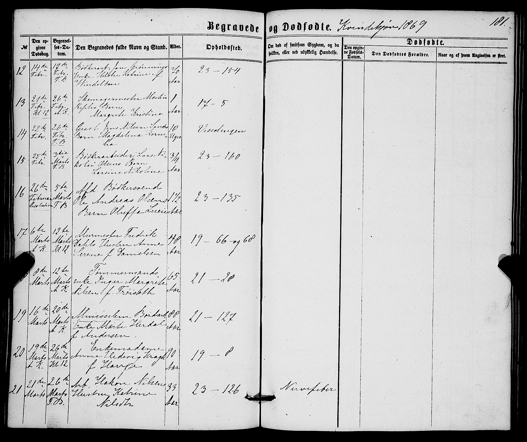 Korskirken sokneprestembete, SAB/A-76101/H/Haa/L0045: Parish register (official) no. E 3, 1863-1875, p. 181
