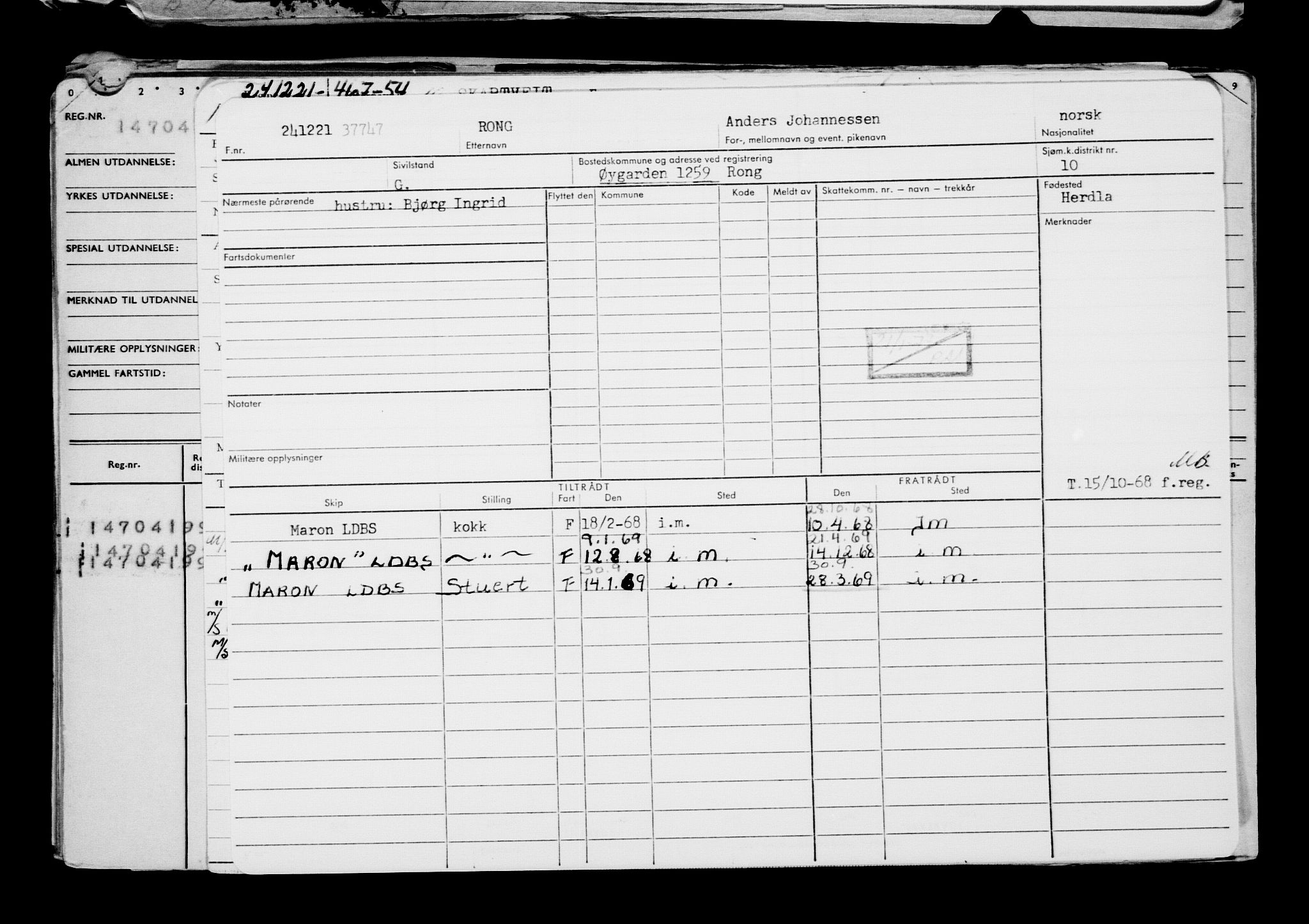 Direktoratet for sjømenn, AV/RA-S-3545/G/Gb/L0201: Hovedkort, 1921-1922, p. 270