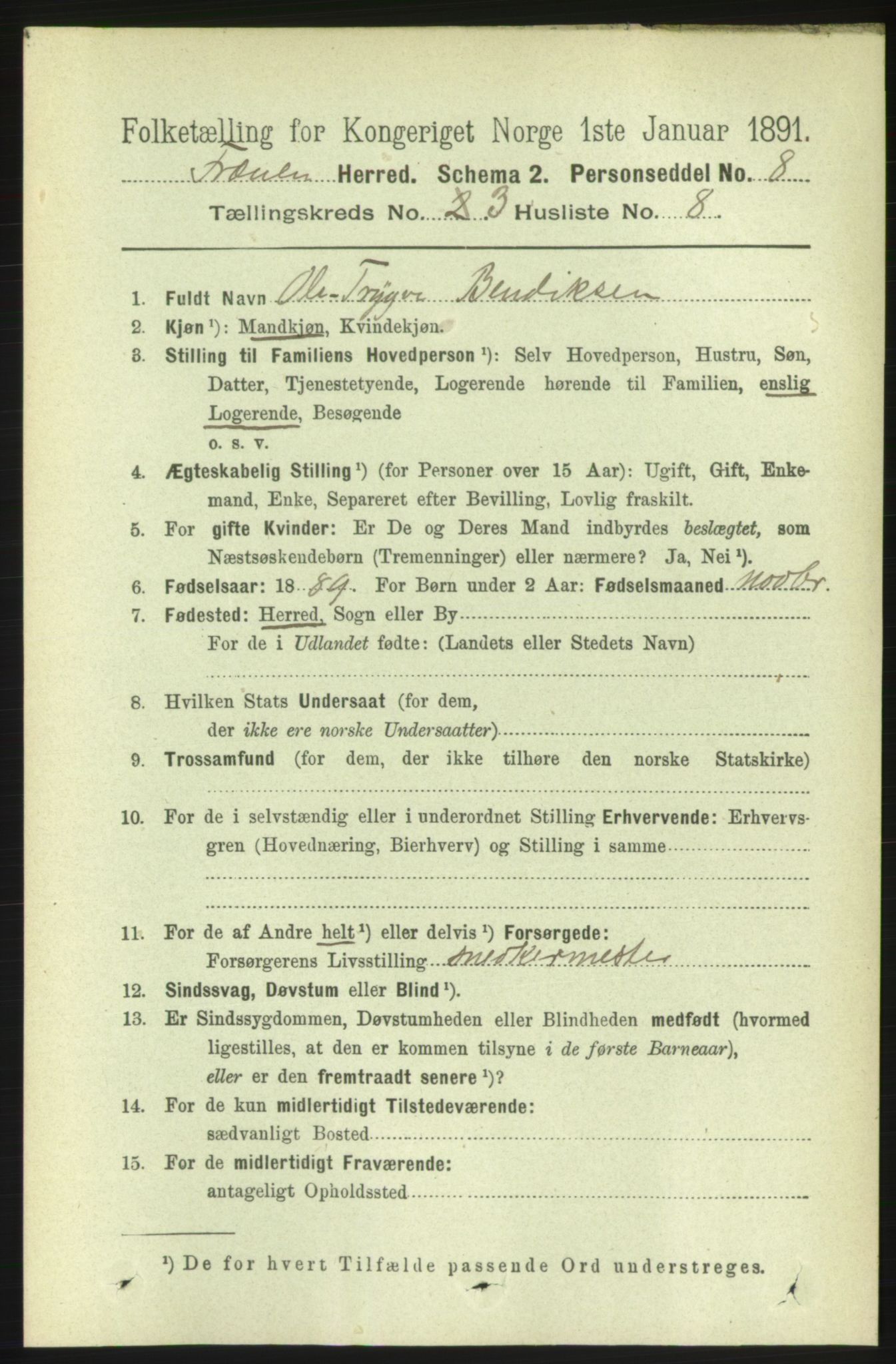 RA, 1891 census for 1548 Fræna, 1891, p. 793