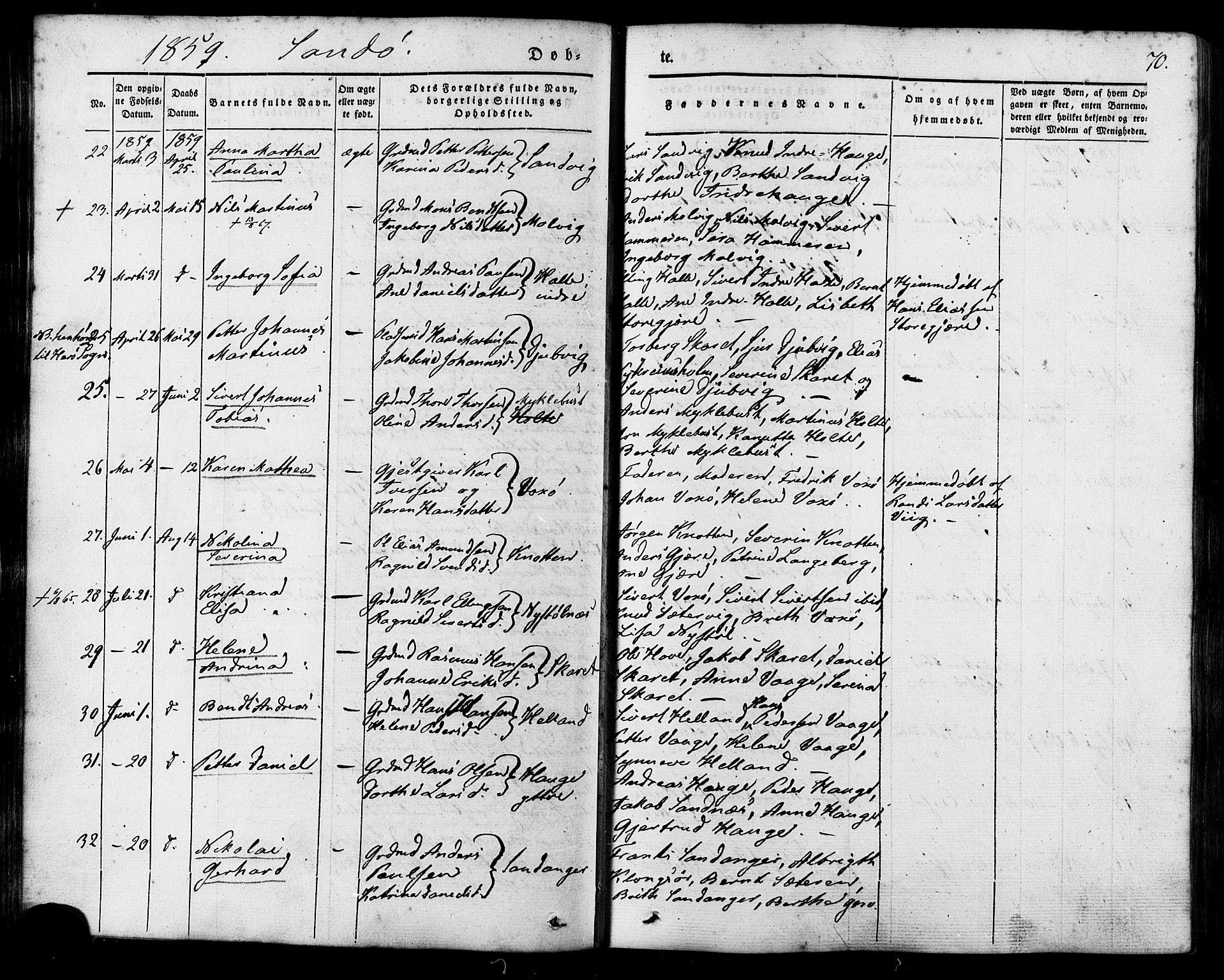 Ministerialprotokoller, klokkerbøker og fødselsregistre - Møre og Romsdal, AV/SAT-A-1454/503/L0034: Parish register (official) no. 503A02, 1841-1884, p. 70